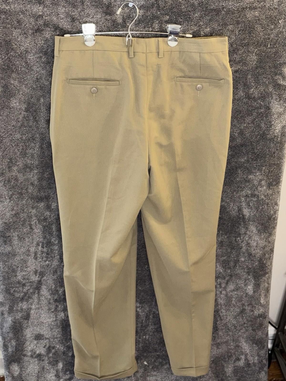 Liz Claiborne Claiborne 34x32 Khaki Dress Pants Cuffed Polyester Mens Size US 34 / EU 50 - 3 Thumbnail