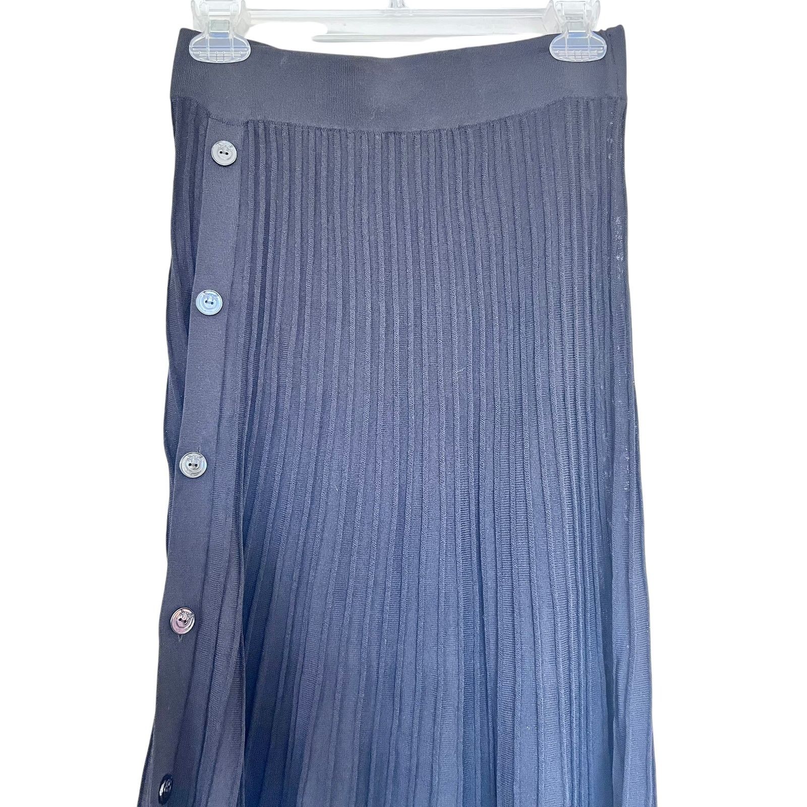 Pinko Pinko Black Pleated Knit Side Button Maxi Skirt Size Medium Size 30" / US 8 / IT 44 - 6 Thumbnail