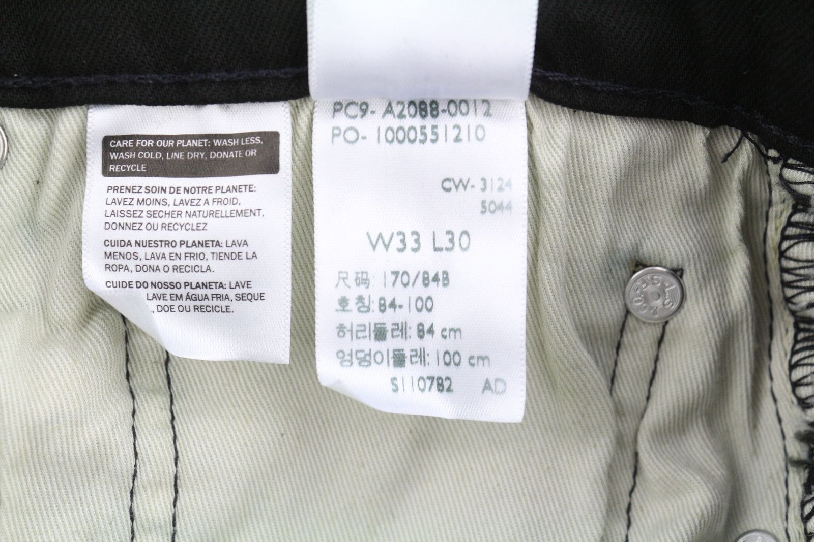 Levi's 502 W33/L30 Taper Zip Black Denim Jeans 87077 Size US 33 - 11 Thumbnail