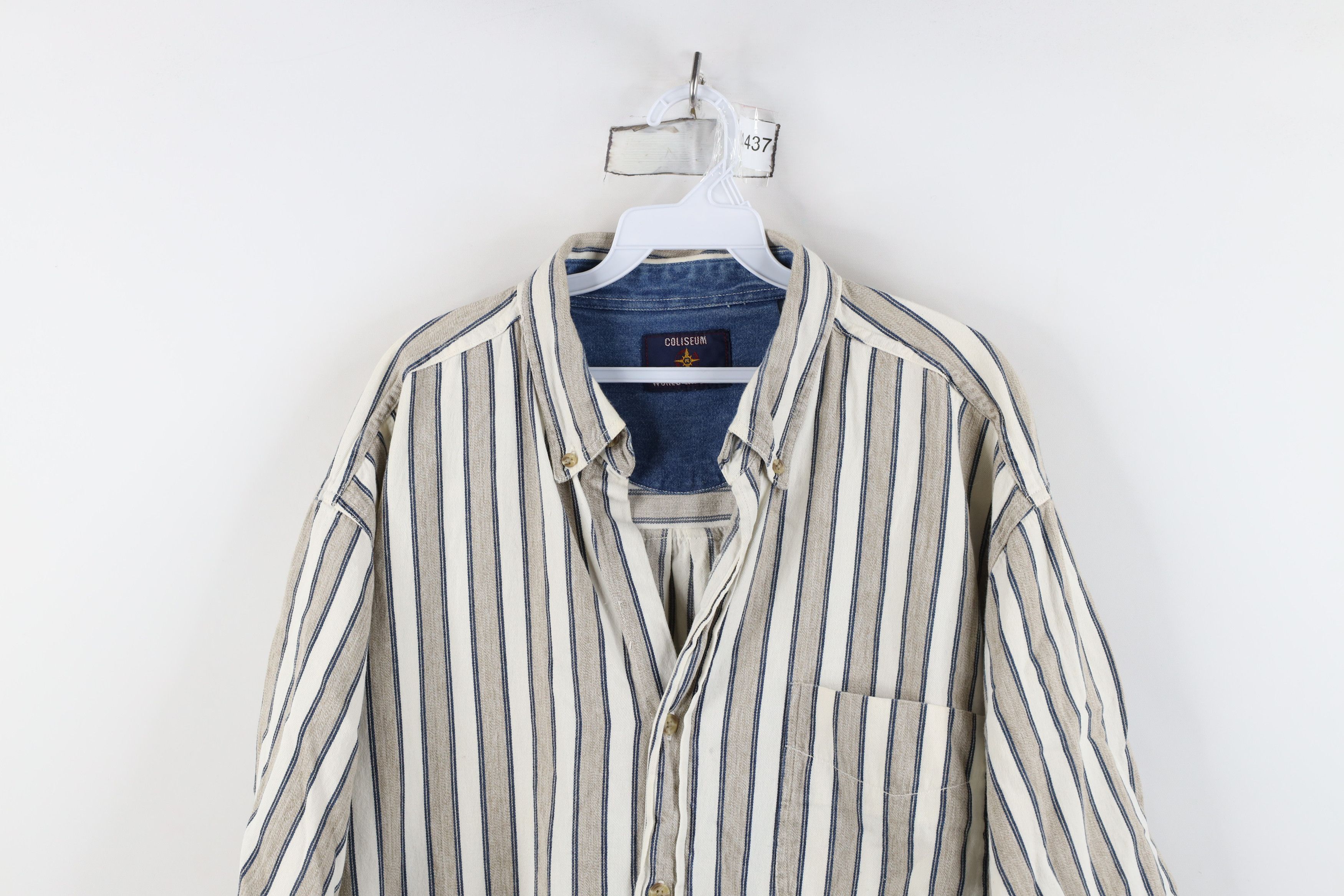 Vintage Vintage 90s Streetwear Baggy Fit Striped Button Down Shirt Size US XXL / EU 58 / 5 - 2 Thumbnail