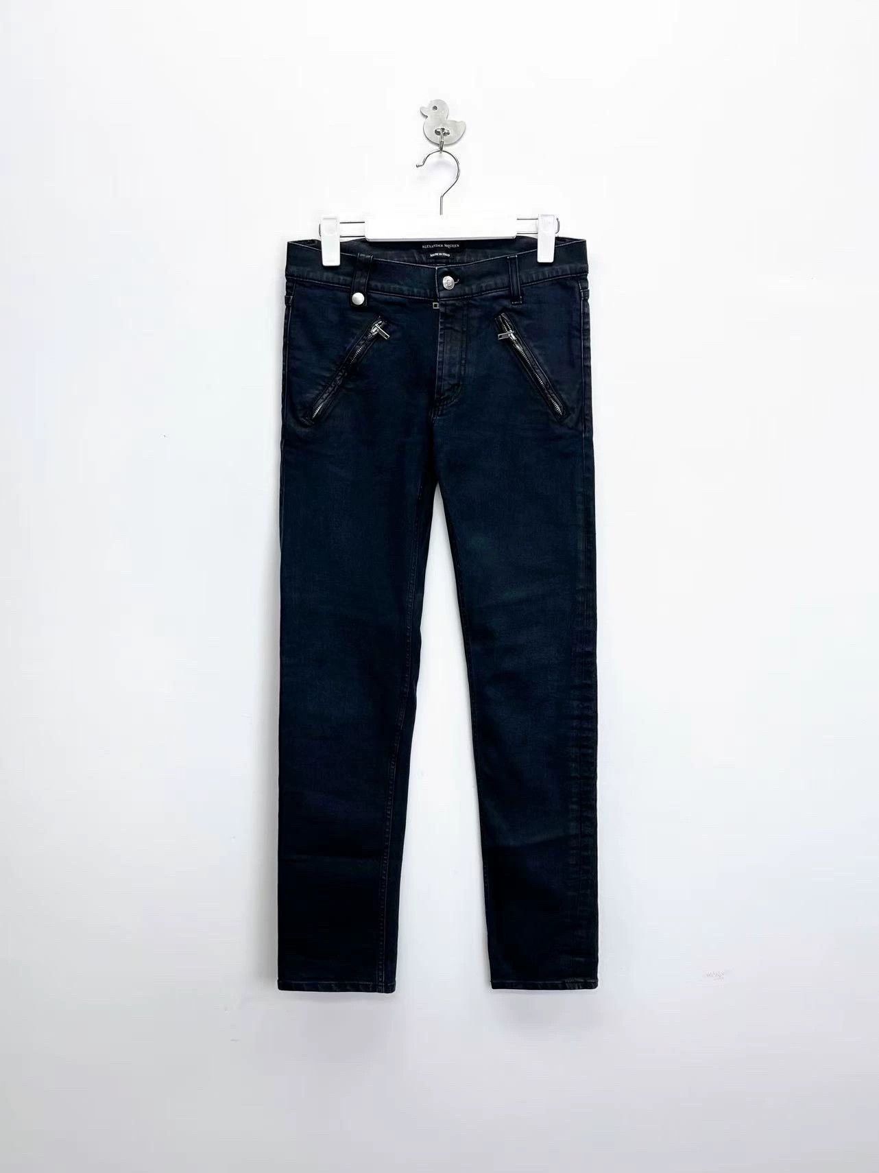 Alexander McQueen black washed side zipper denim pants Size US 44 / EU 60 - 1 Thumbnail
