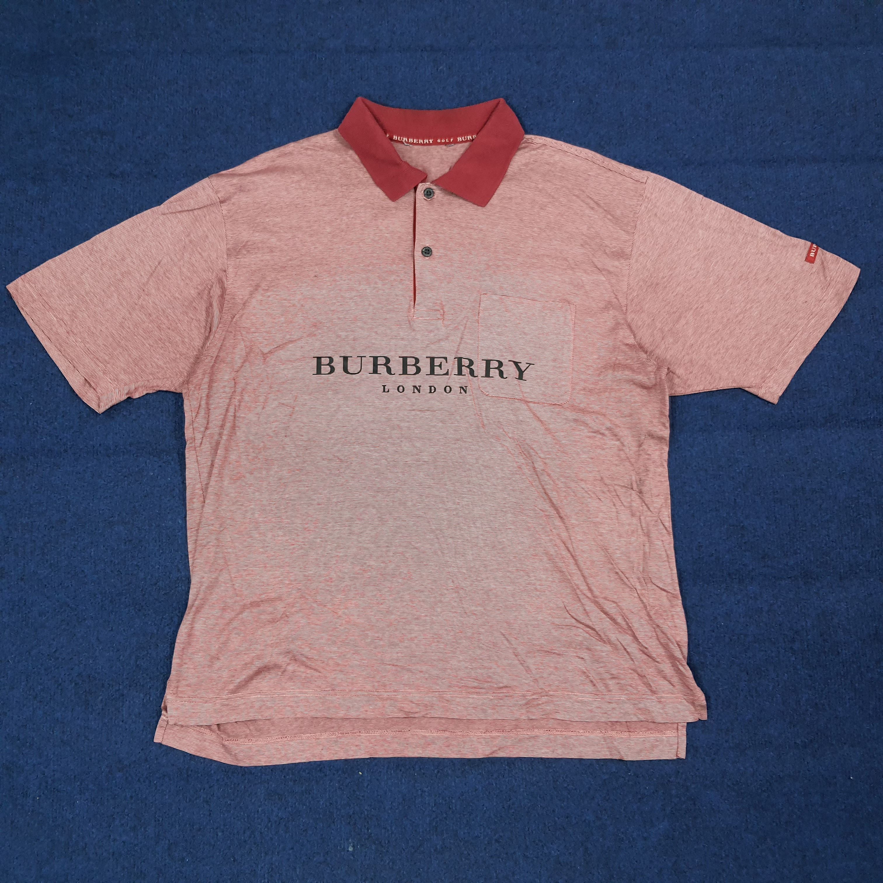 Burberry Vintage Burberry Golf Red Pinstripe Polo Shirt C276N43 Size US L / EU 52-54 / 3 - 1 Thumbnail