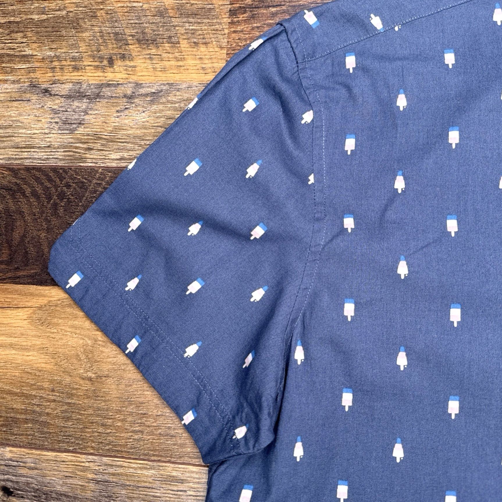 Ben Sherman Ben Sherman Shirt Mens M Blue Button-Up Summer Casual Ice Cream Solid Short Sleeve 90s? Size US M / EU 48-50 / 2 - 5 Thumbnail