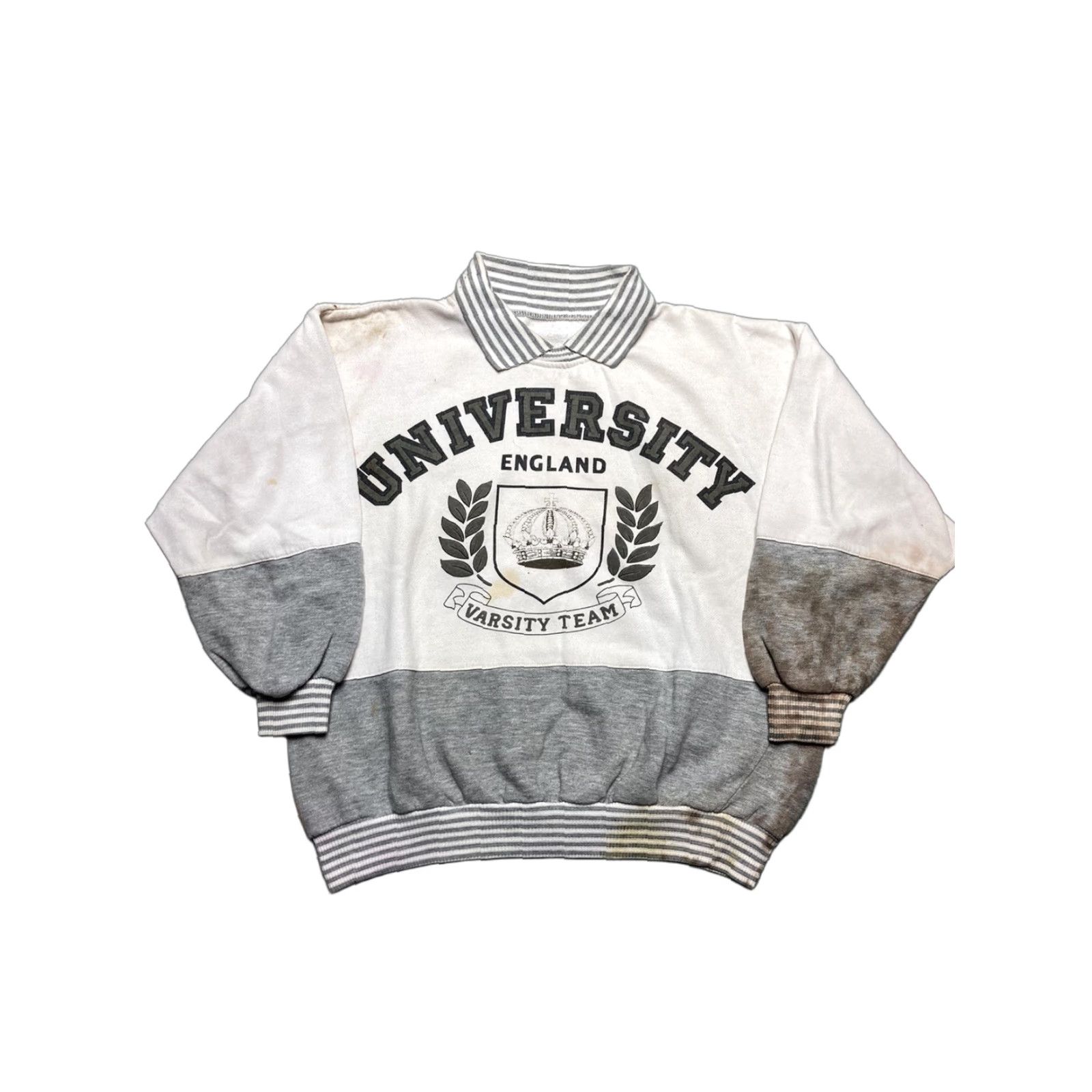 Vintage VINTAGE university England collared sweatshirt polo varsity team Medium Men Gray 80s Pullover Size US M / EU 48-50 / 2 - 1 Thumbnail