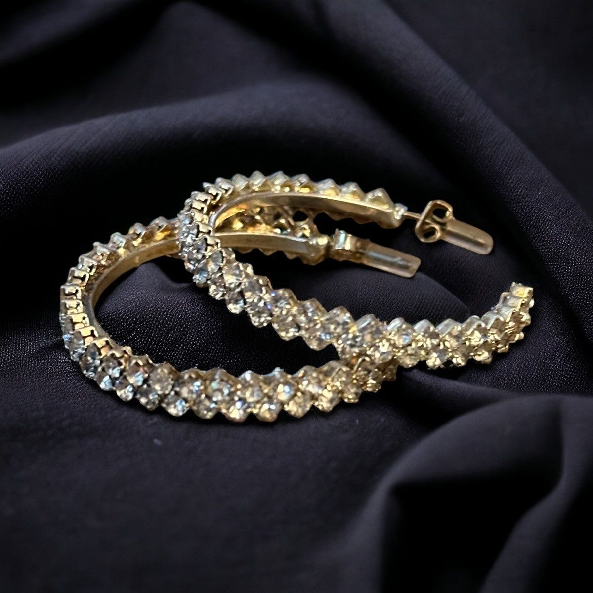 Other Rhinestone hoop post earrings Size ONE SIZE - 1 Thumbnail