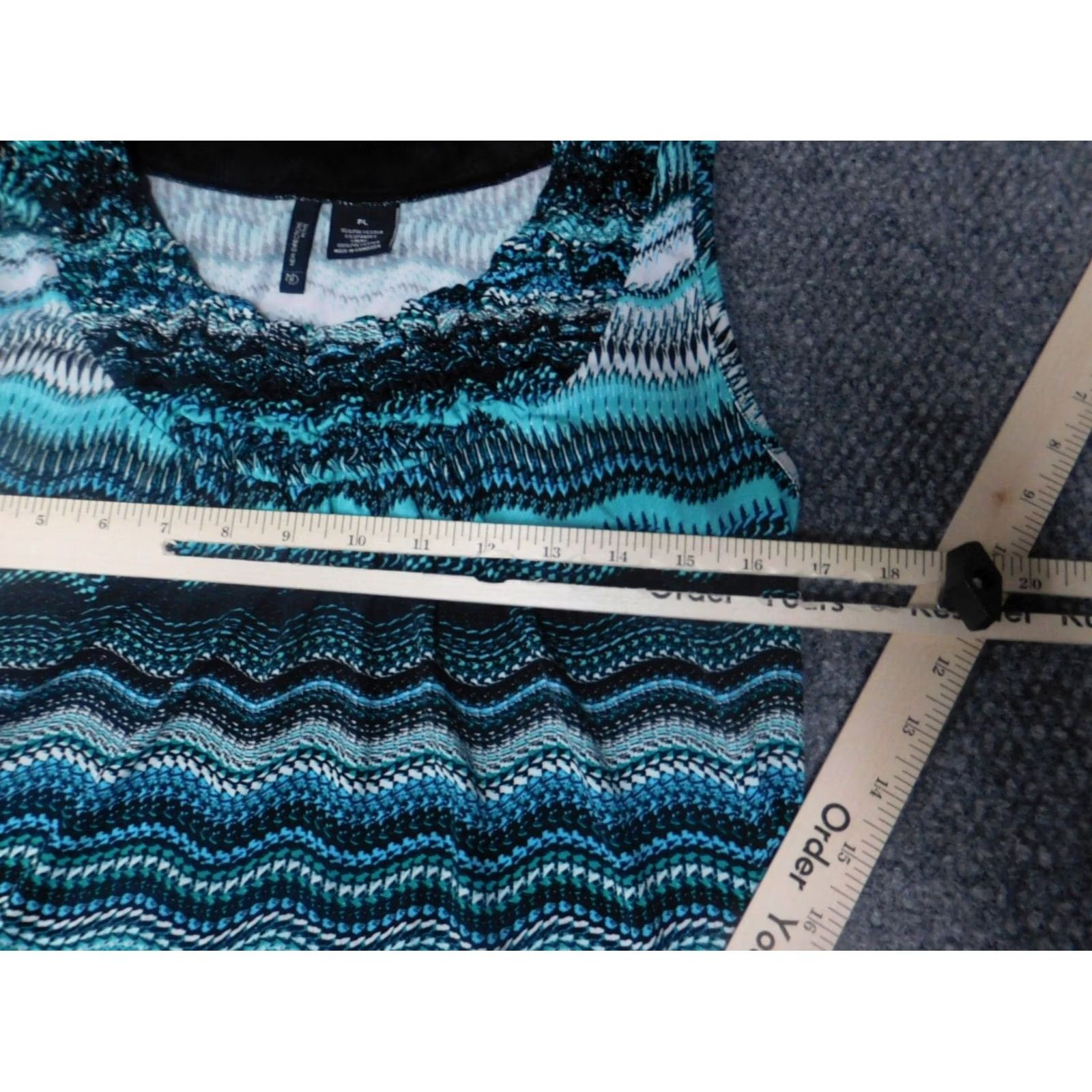 Vintage New Directions Womens Blouse PL Petites Green Knit Striped Stretch Sleeveless Crew Neck Pullover Casual Shirt Womens Brand: New Directions Size L / US 10 / IT 46 - 6 Thumbnail