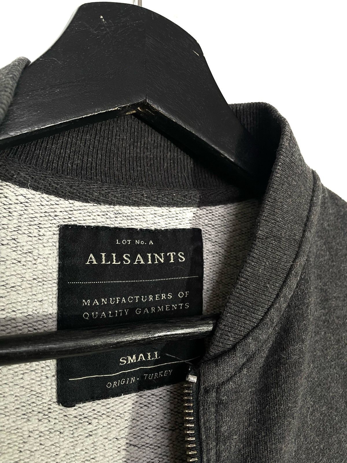 Allsaints × Designer Allsaints Men Gray Bomber Zip Sweatshirt 100% Cotton Size S Size US S / EU 44-46 / 1 - 7 Thumbnail