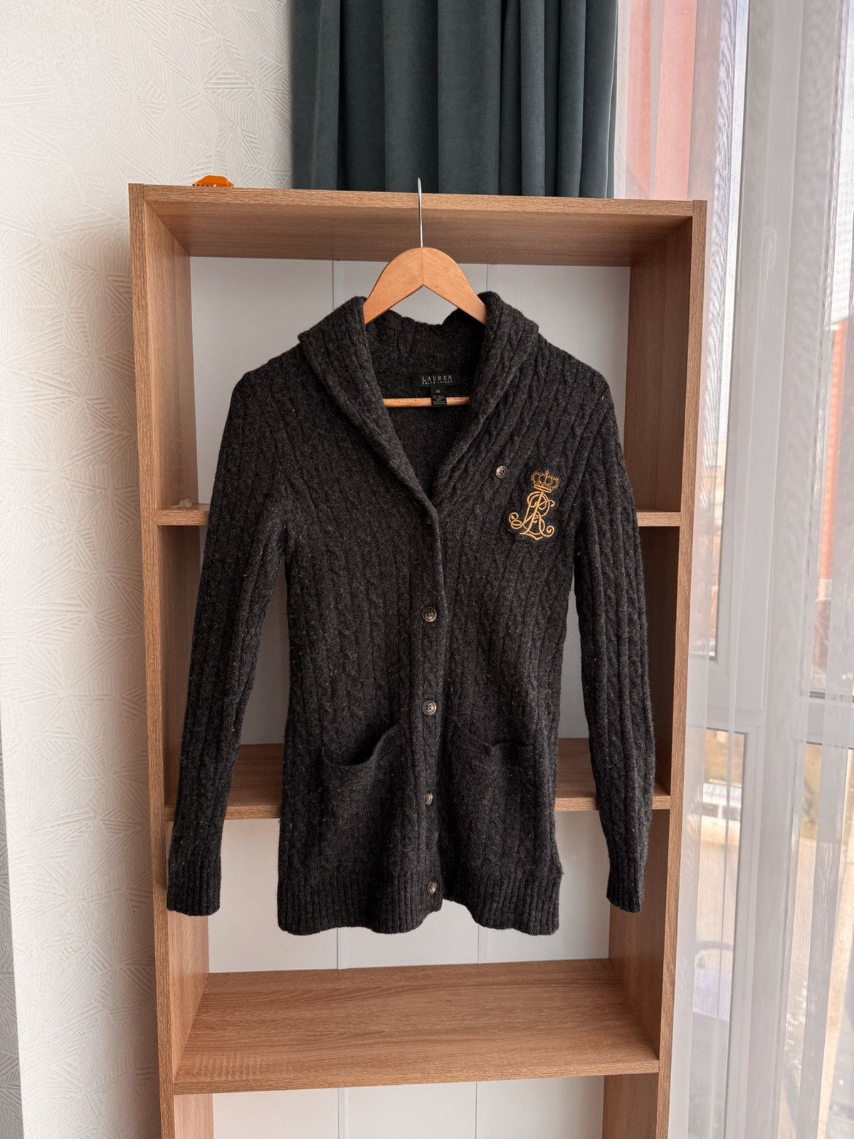 Lauren Ralph Lauren × Polo Ralph Lauren × Vintage Vintage Lauren Ralph Lauren W’ Grey Cable Knit Cardigan Size XS / US 0-2 / IT 36-38 - 1 Thumbnail