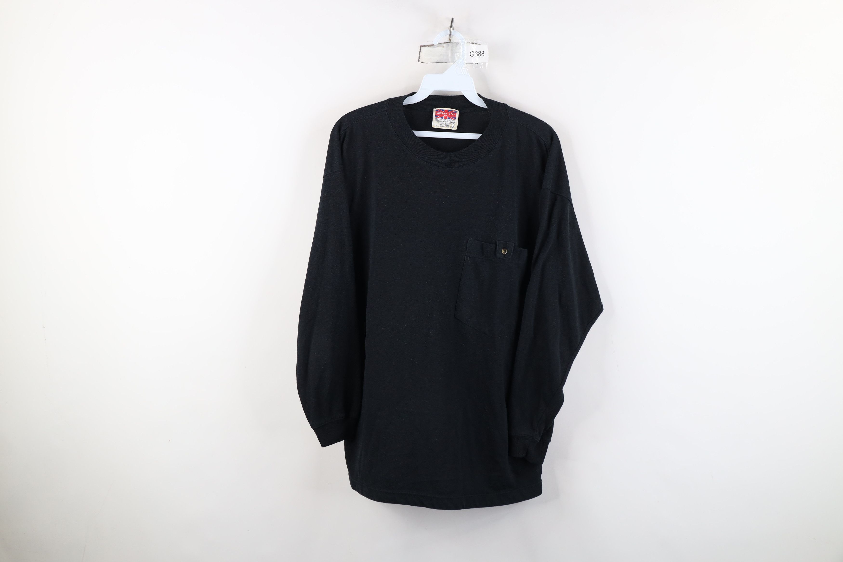 Vintage Vintage 90s Streetwear Blank Knit Big Pocket T-Shirt Black Size L / US 10 / IT 46 - 1 Thumbnail