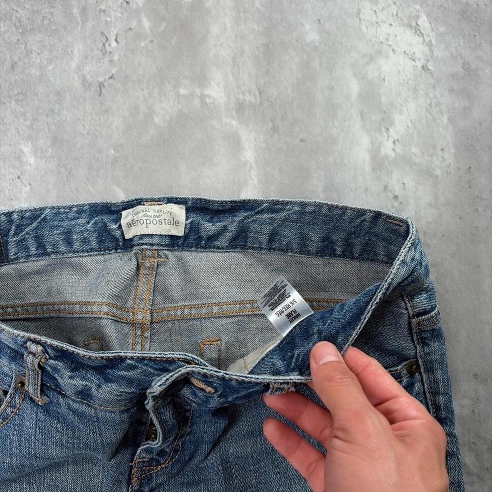 Aeropostale Y2K Blue Aeropostale Grunge Flared Denim Jeans Size 28" / US 6 / IT 42 - 5 Thumbnail