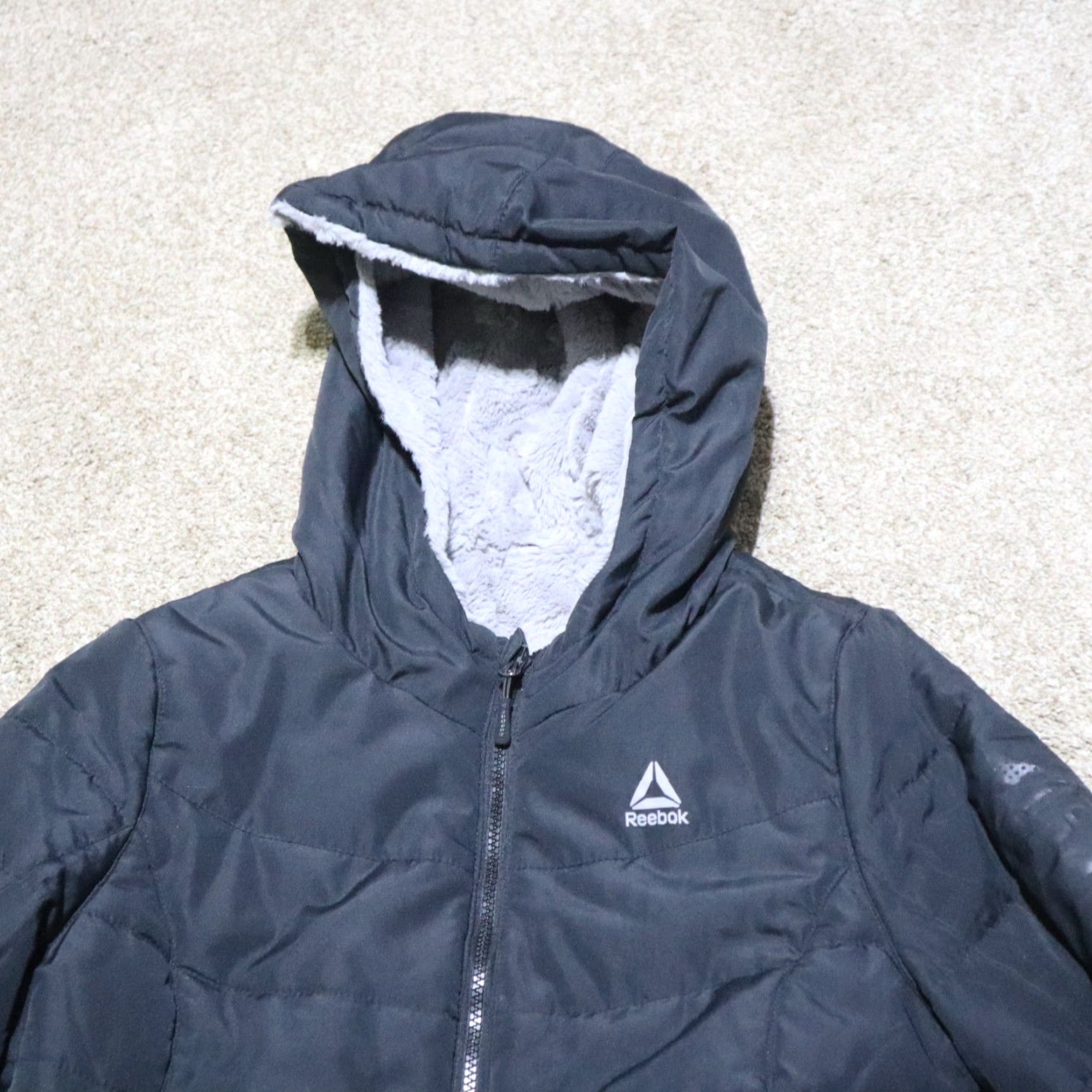 Reebok Reebok Jacket Women L Black Zip Hooded Windbreaker L Flax Fur Front Front Zip 100% Polyester Activewear 90s? Size L / US 10 / IT 46 - 2 Thumbnail