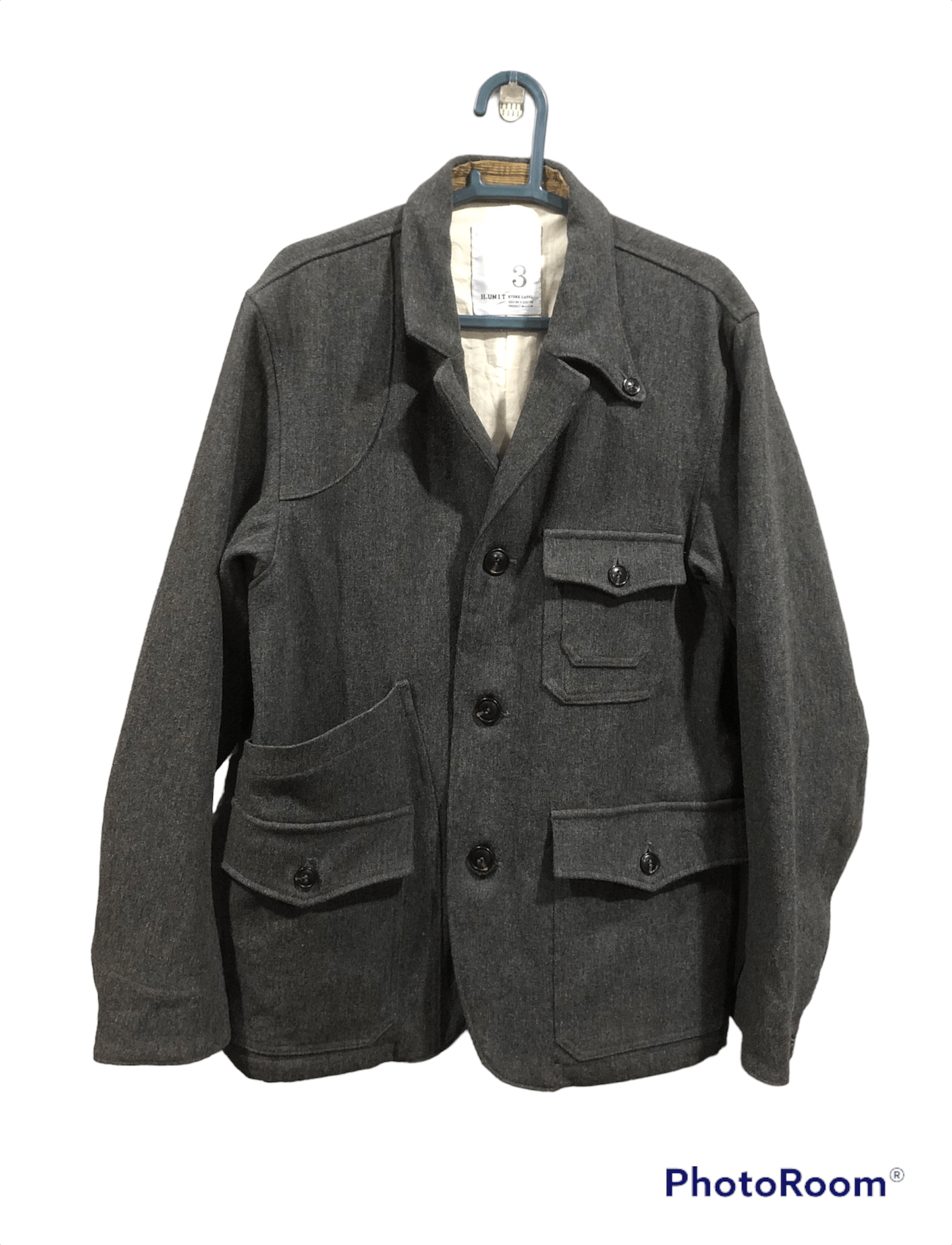 Harris Tweed H.UNIT Store Label Natural Broken Twill Wool Hunting Jacket Size US L / EU 52-54 / 3 - 1 Thumbnail