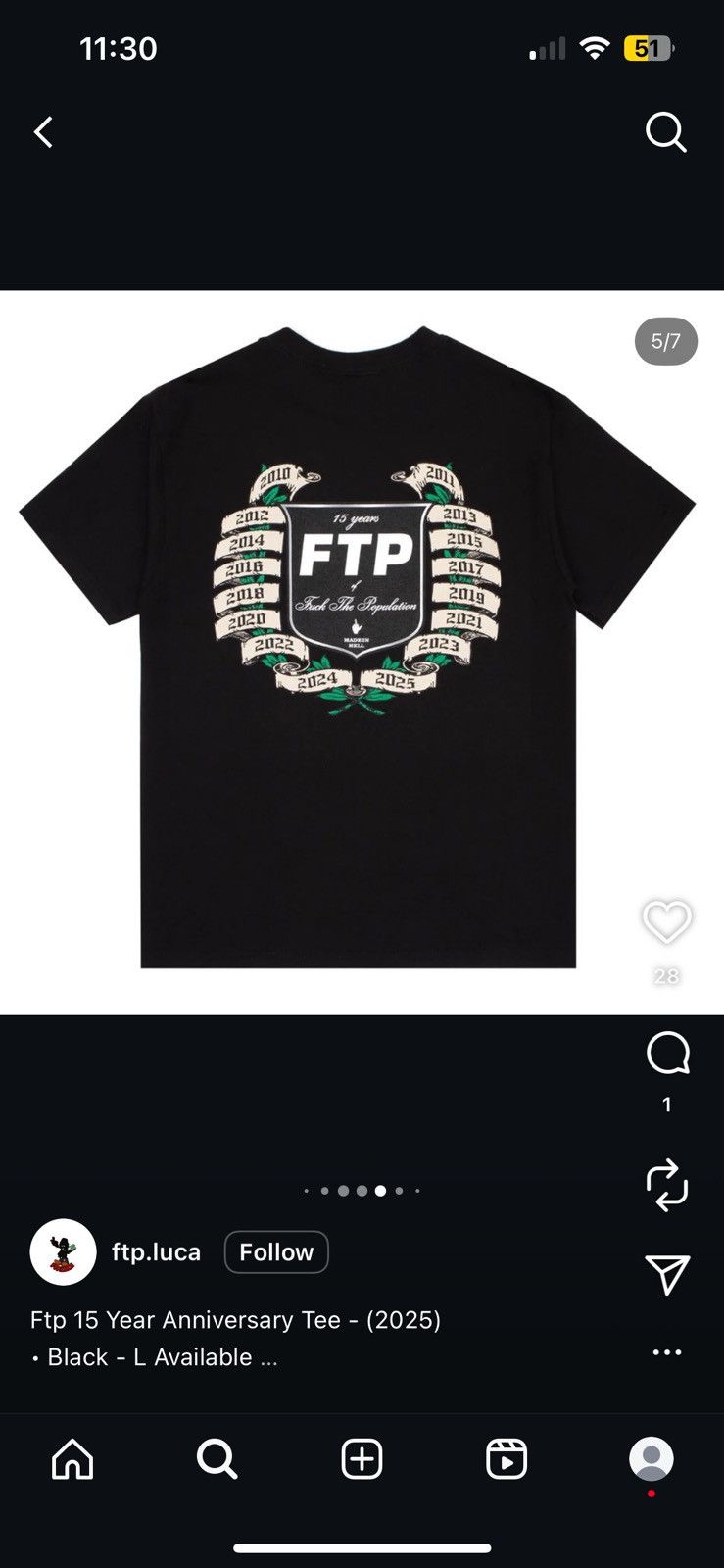Fuck The Population FTP 15 Year Anniversary Tee Black Size US L / EU 52-54 / 3 - 3 Thumbnail