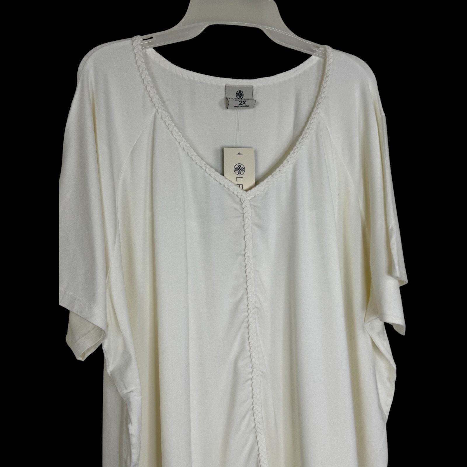 Other Laurie Felt 2X White Bamboo Blend V-Neck Tunic Top Size XXL / US 16-18 / IT 52-54 - 7 Thumbnail