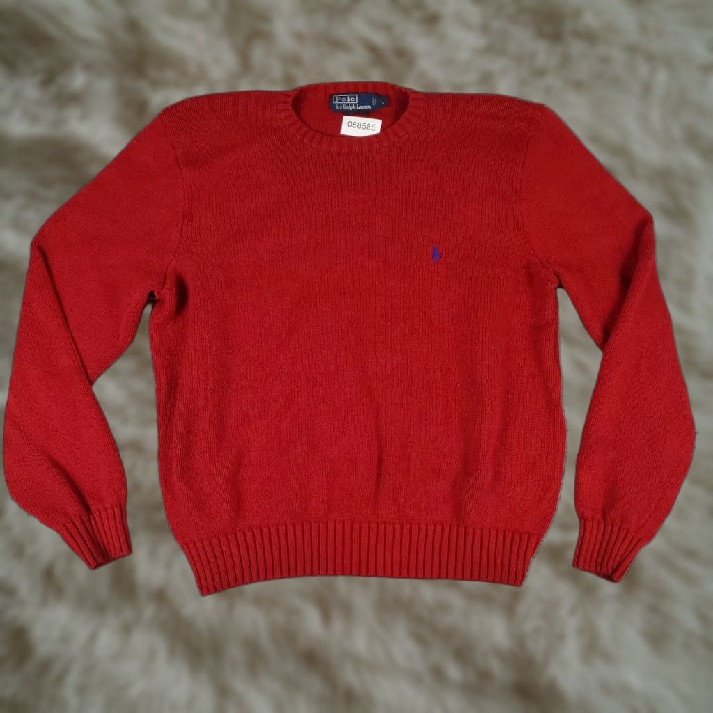 Ralph Lauren Ralph Lauren Sweater Mens Large Red Pony Pullover Crew Neck Cotton Fleece Mens Size US L / EU 52-54 / 3 - 1 Thumbnail