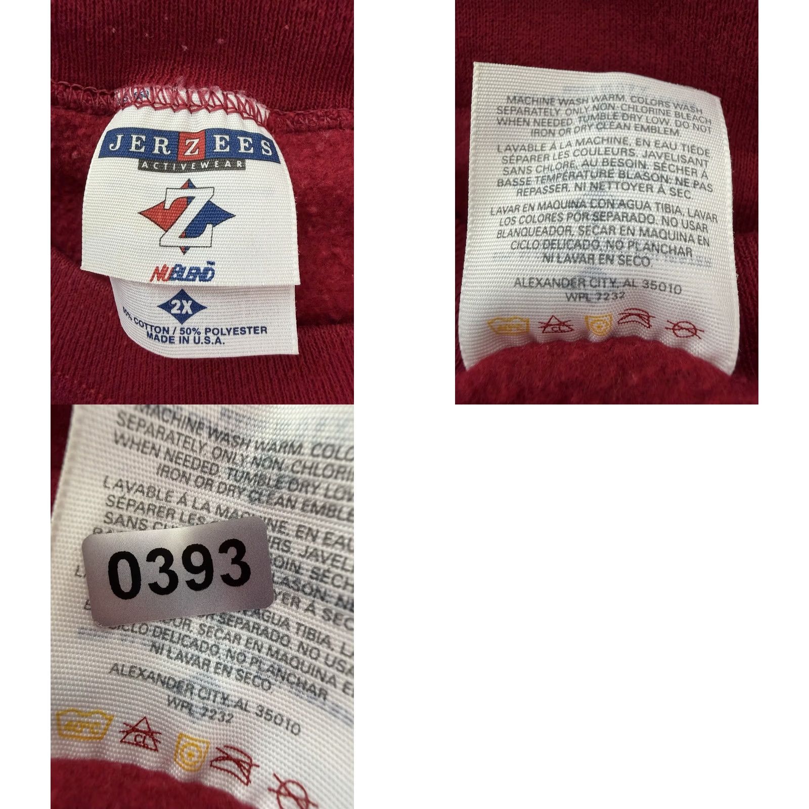 Jerzees VINTAGE Jerzees Sweatshirt Mens 2XL Red Crewneck 90s Y2K Shortened to Maximize Search Visibility Size US XXL / EU 58 / 5 - 8 Thumbnail