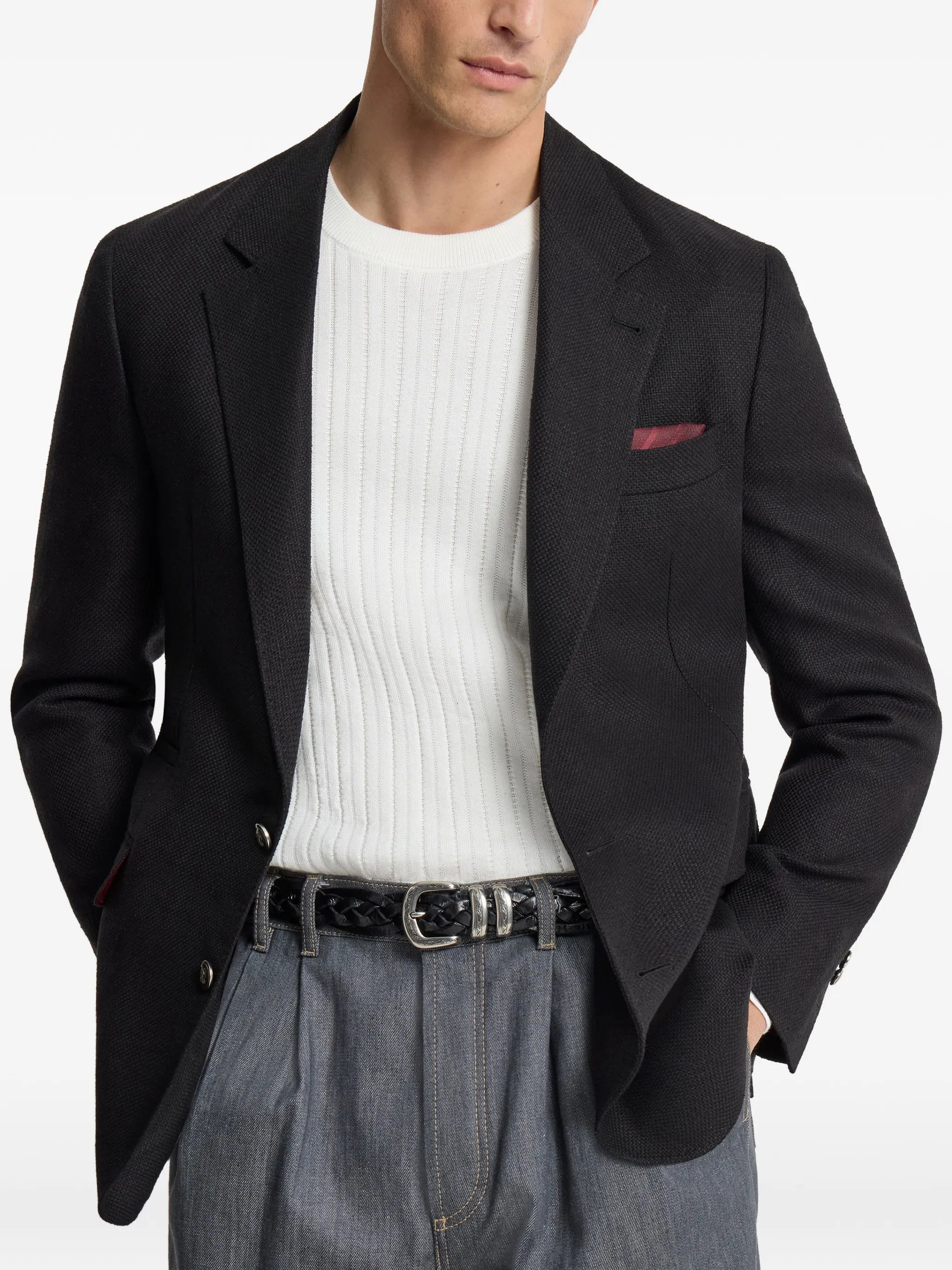 Brunello Cucinelli o1y0526 Single-breasted Blazer in Black Size US M / EU 48-50 / 2 - 6 Thumbnail
