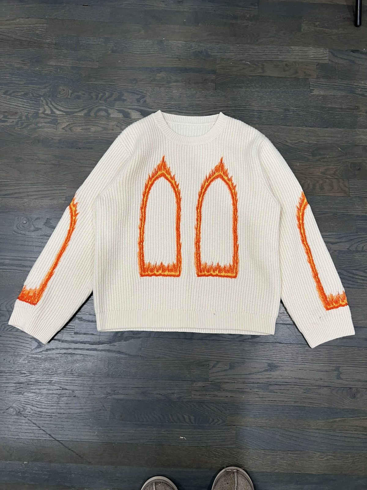 Who Decides War Flame glass embroidered outline knit sweater Size US M / EU 48-50 / 2 - 1 Thumbnail