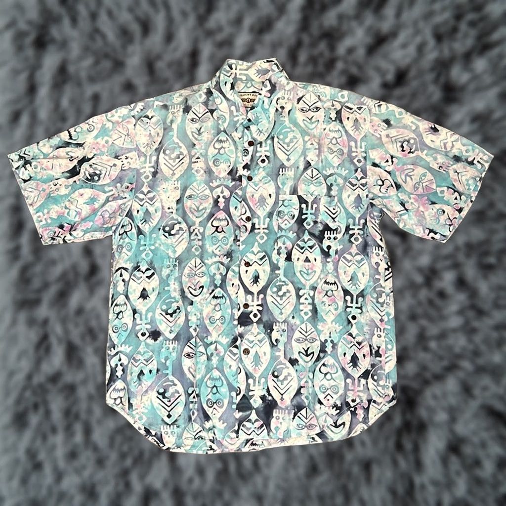 Vintage VINTAGE Straight Down Short Sleeve Button Down XL Men's Blue Cotton 100% Shirt Mens XL Button Down Short Sleeve Blue Vintage 90s Size US 36 / EU 52 - 1 Thumbnail