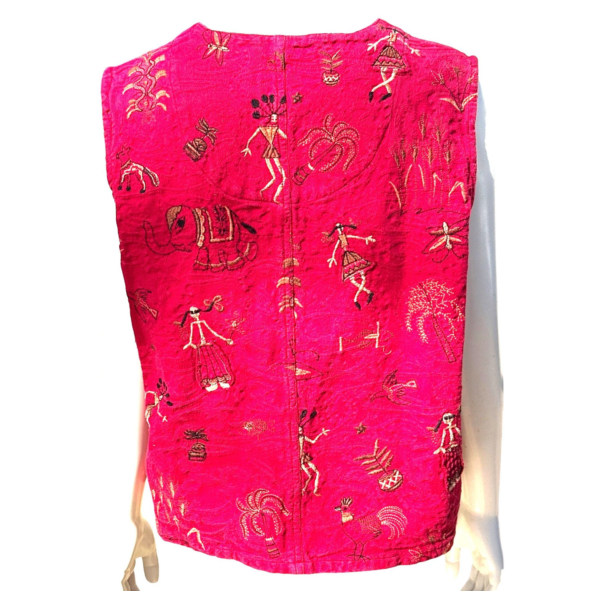 Chicos Chicos Design Red Embroidered Button Front Vest Boho Folk Ar Size L / US 10 / IT 46 - 3 Thumbnail