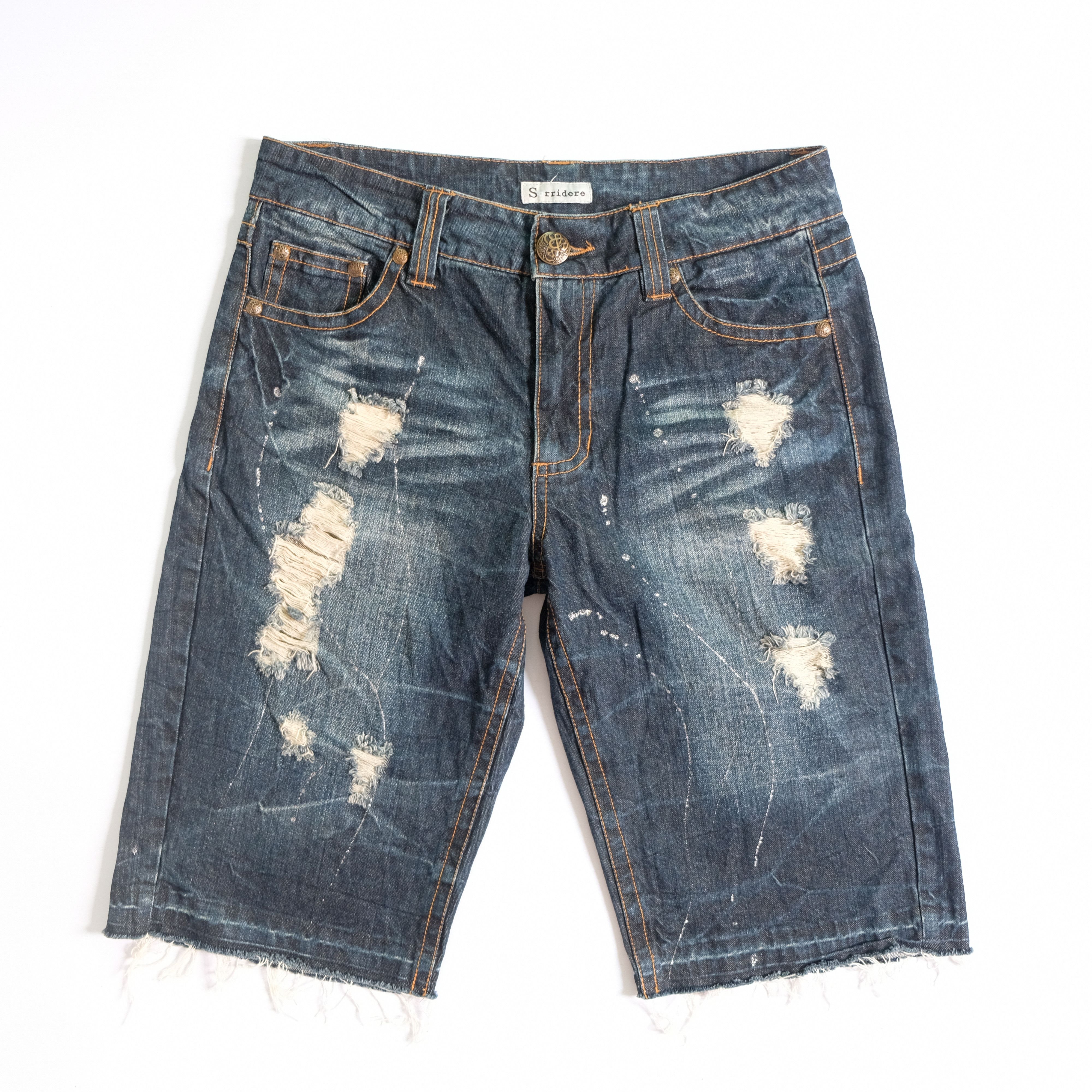 Other Sorridere splashed wing distressed short denim Size US 33 - 2 Thumbnail