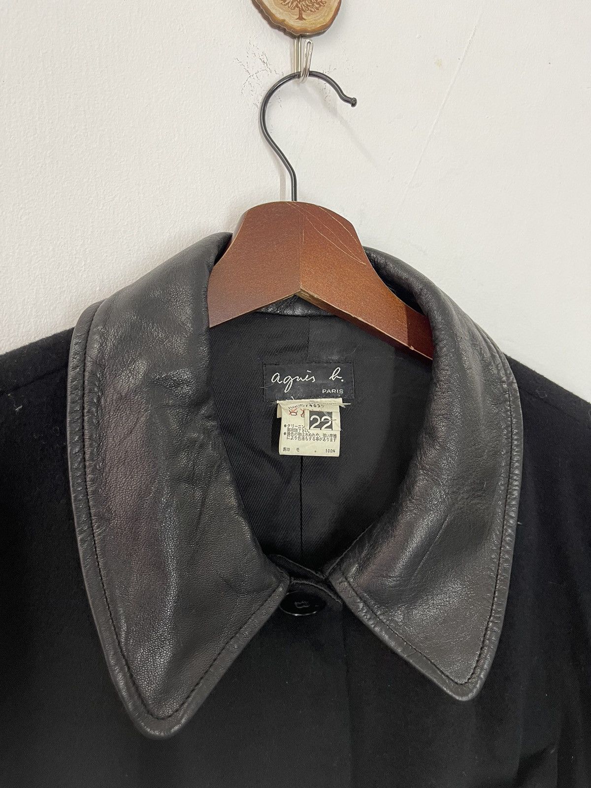 agnes b. VINTAGE AGNES B Wool Jacket Collar Leather Size US M / EU 48-50 / 2 - 4 Thumbnail