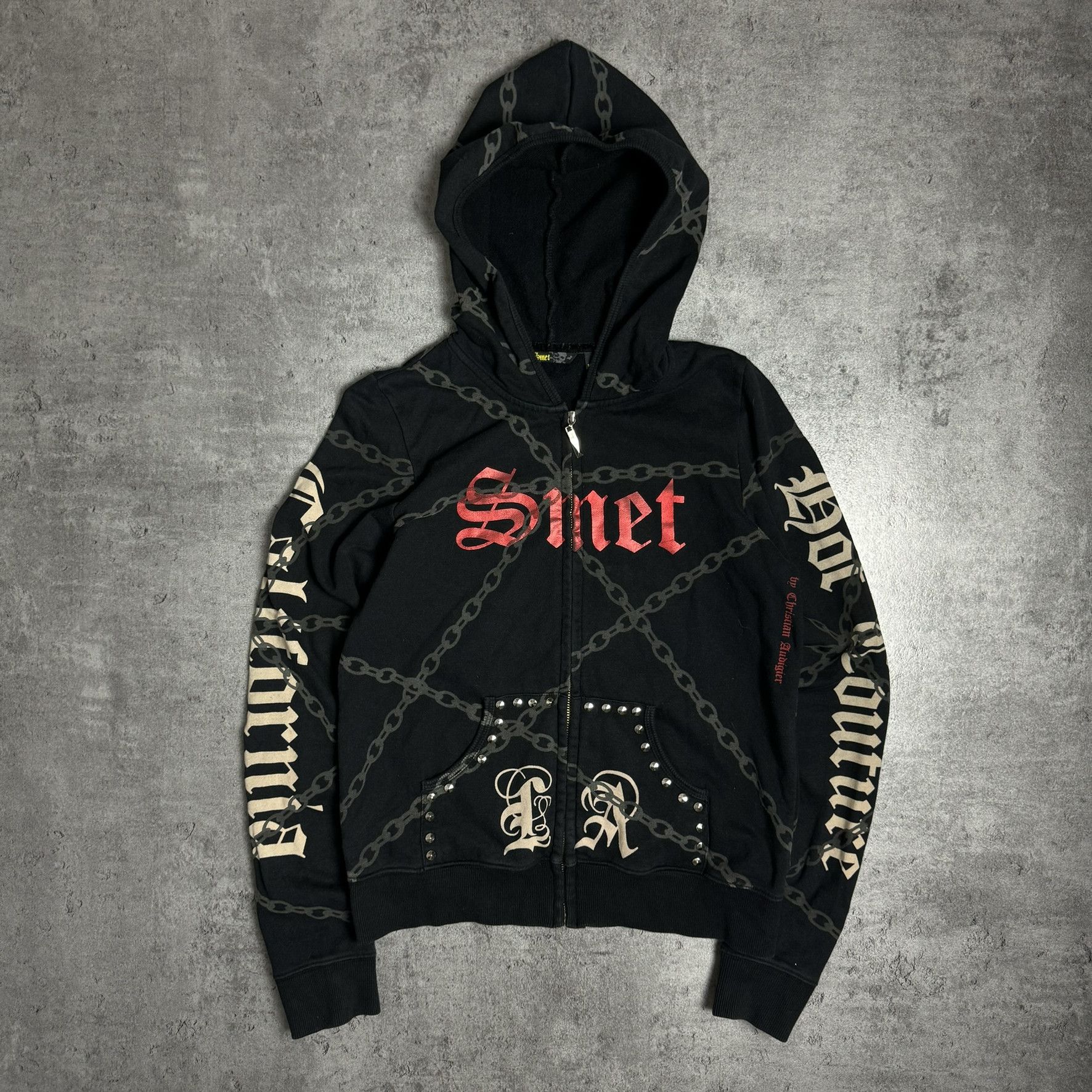 Christian Audigier × Ed Hardy × Vintage VINTAGE SMET ZIP HOODIE Y2K BY CHRISTIAN AUDIGIER Size US M / EU 48-50 / 2 - 1 Thumbnail