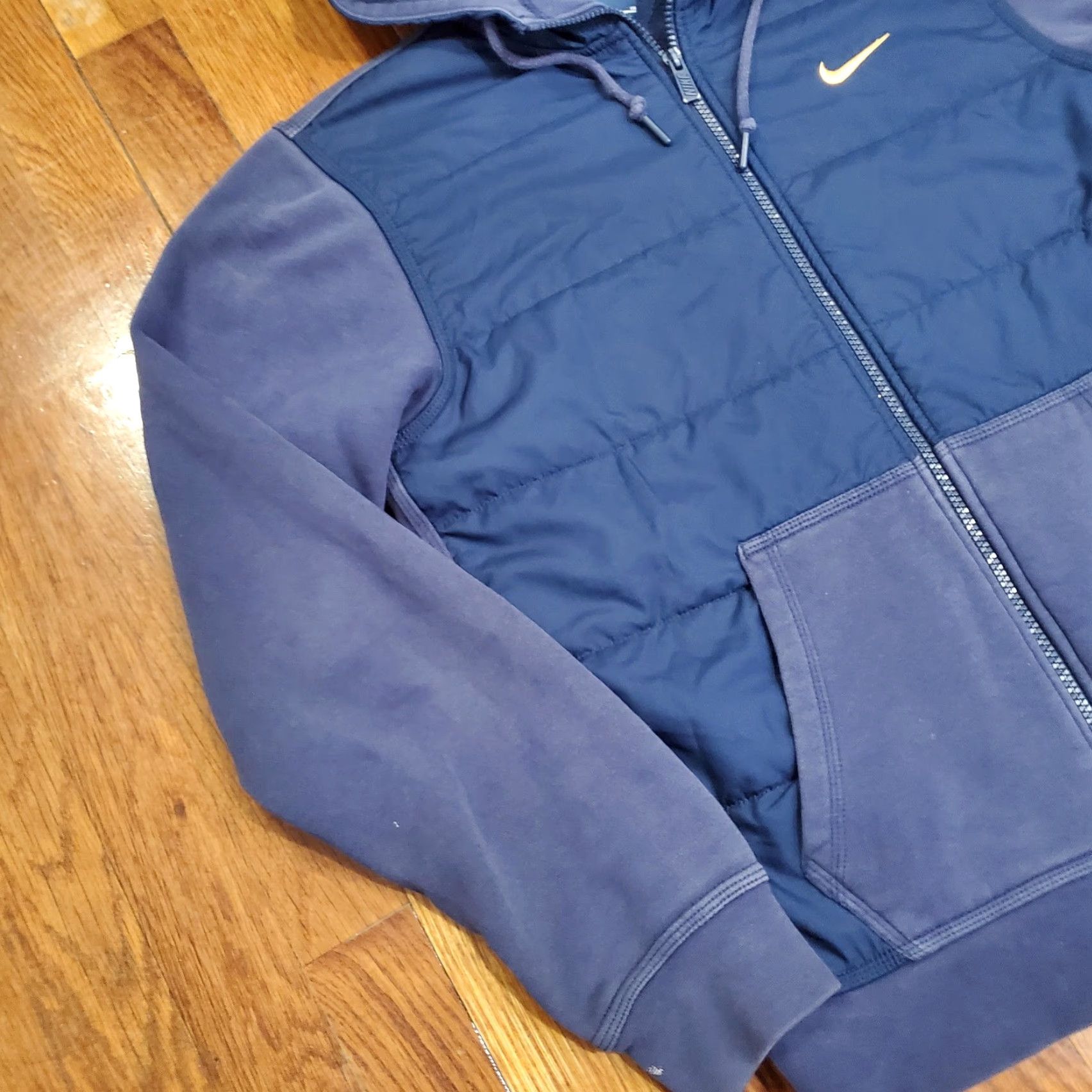 Nike Nike Jacket Hoodie Mens Small Blue Hooded Quilted Puffer Full Zip Sweatshirt Zip Front Pockets Fleece Size US S / EU 44-46 / 1 - 2 Thumbnail