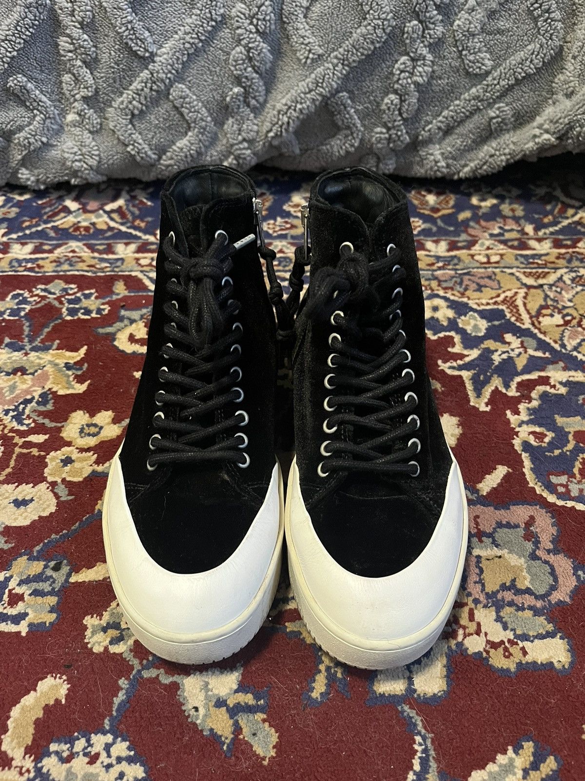 Alexander McQueen × Japanese Brand Alexander McQueen velvet side zipper high tops Size US 7 / IT 37 - 3 Thumbnail