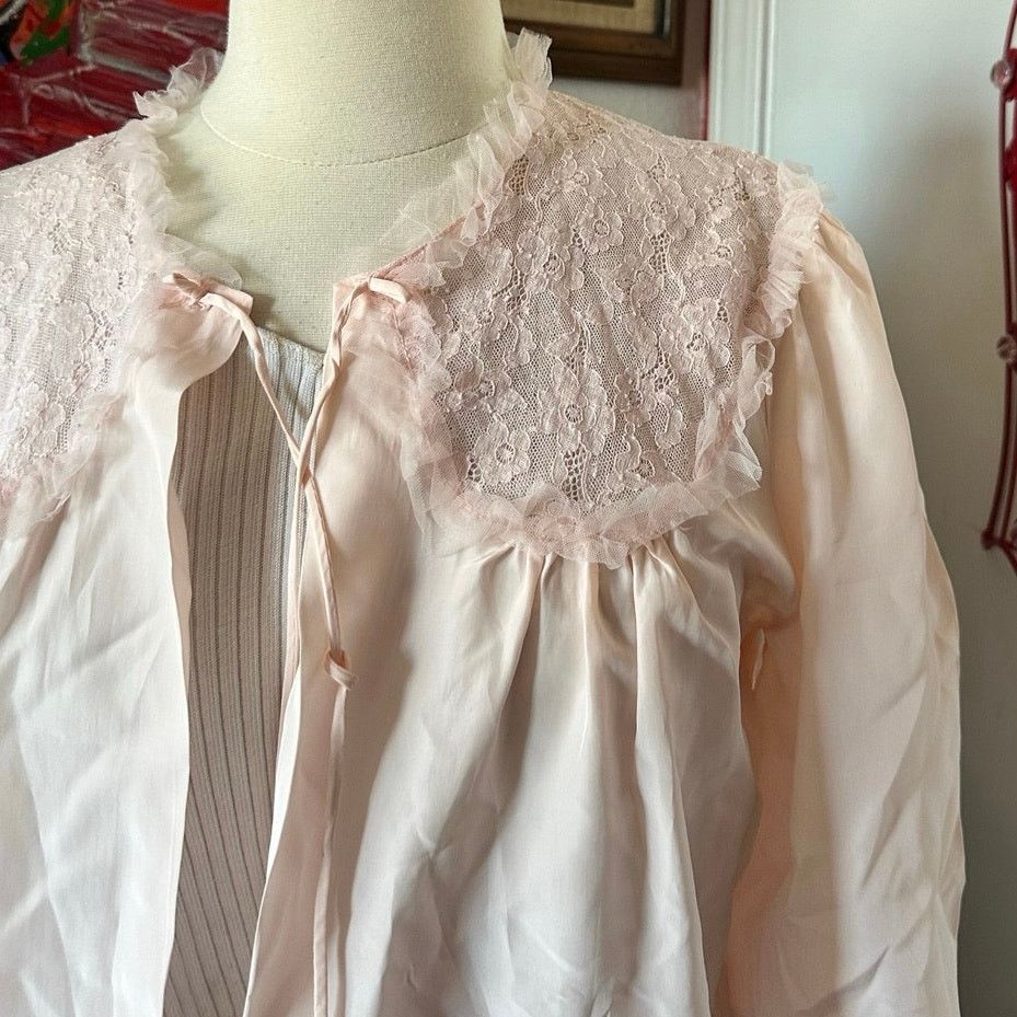 Handmade handmade light pink lace cover up jacket cardigan Size M / US 6-8 / IT 42-44 - 2 Thumbnail