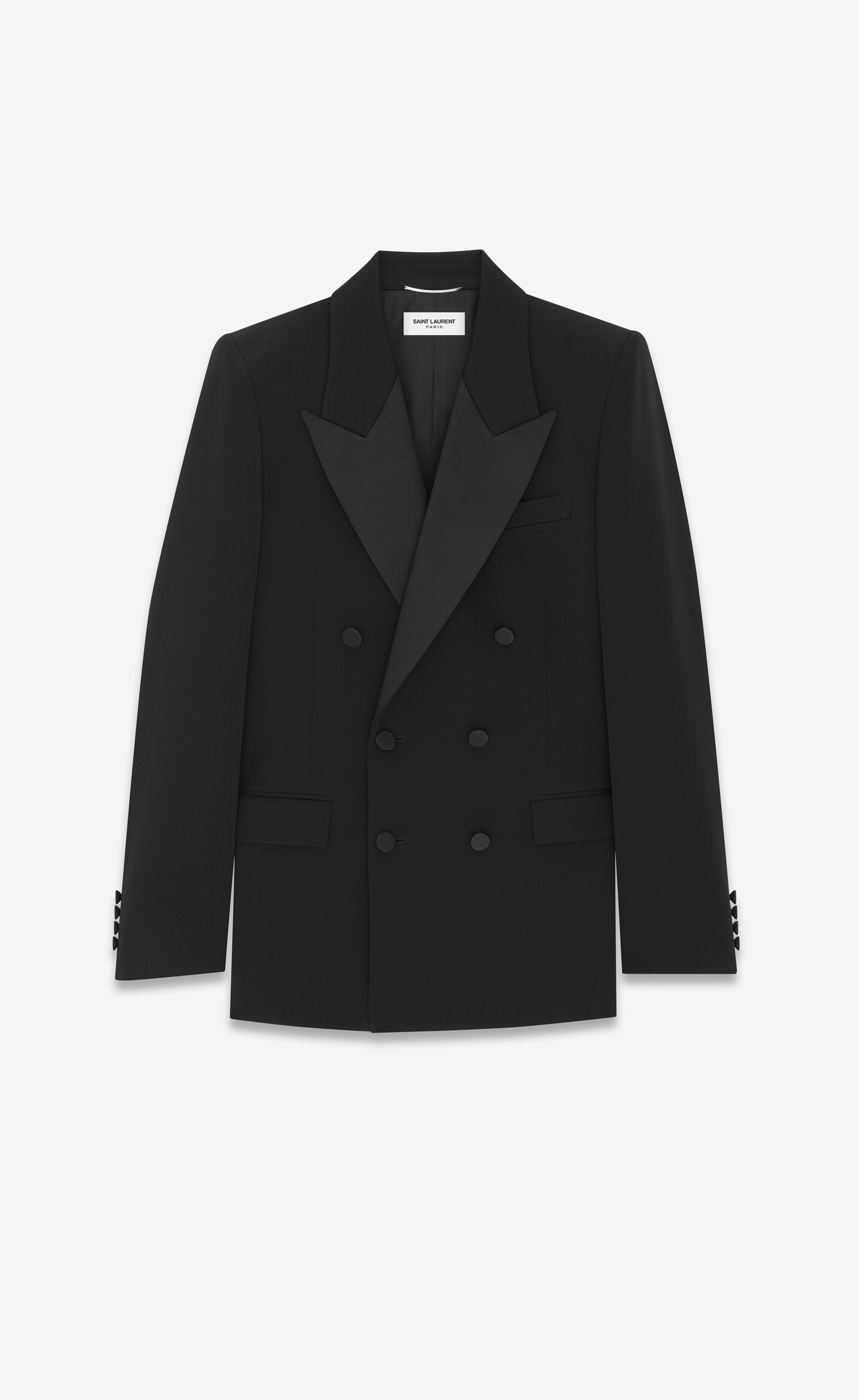 Saint Laurent Paris o1bcso1str0125 Tuxedo Jacket In Grain in Black Size US M / EU 48-50 / 2 - 1 Thumbnail