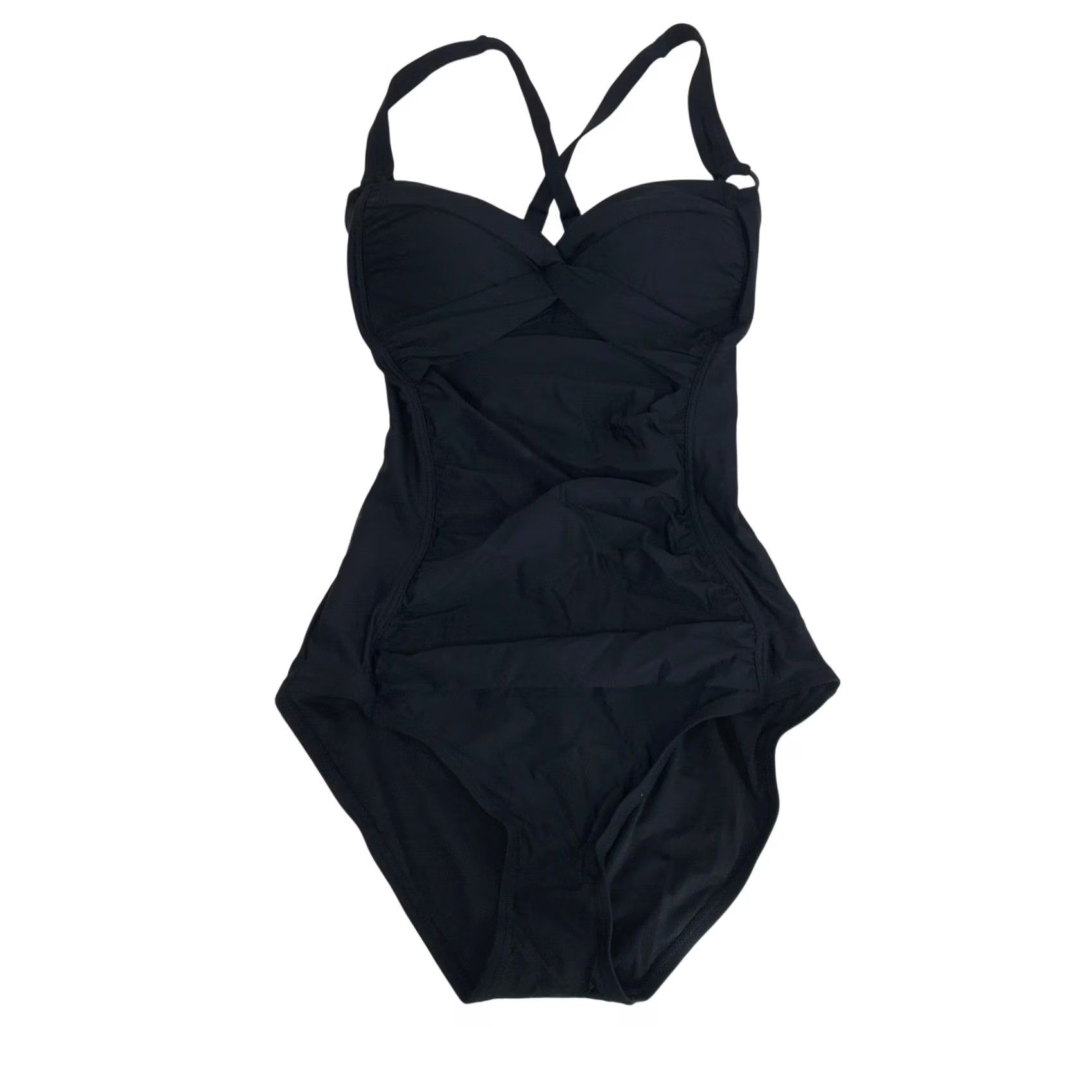 DKNY DKNY One Piece Swimsuit Womens Black Ruched Twisted Knot Bust Size M Size ONE SIZE - 2 Thumbnail
