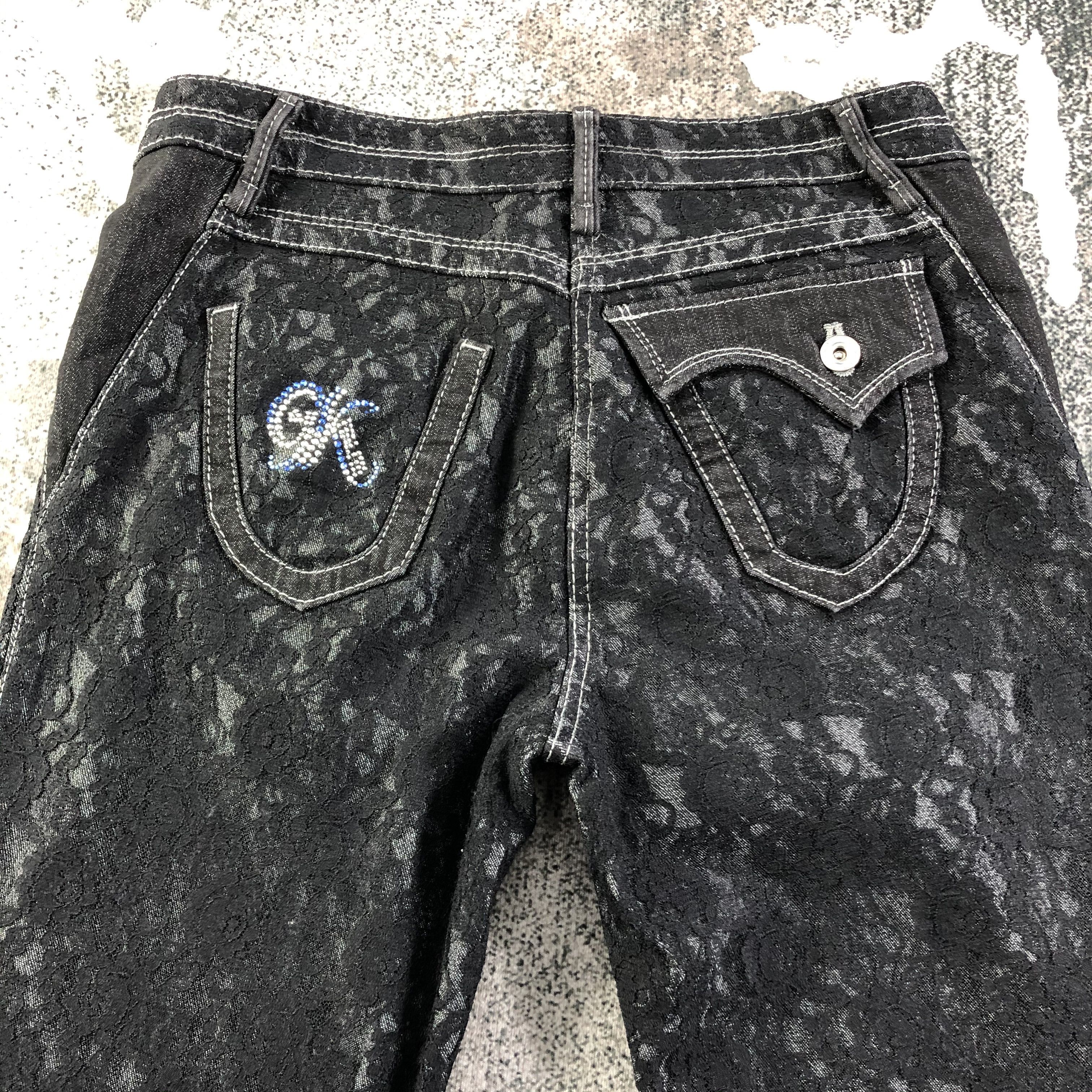 Japanese Brand Japanese Brand GK Jeans Black Flora Skinny Denim KJ1582 Size 29" - 4 Thumbnail