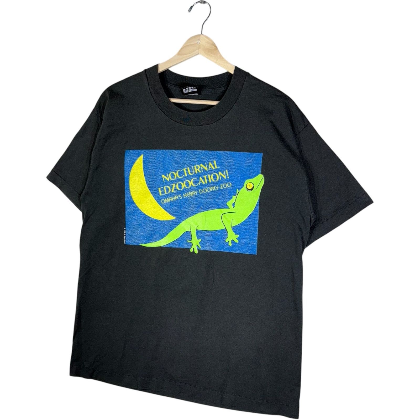 Fruit Of The Loom Vintage Omaha Zoo Nocturnal Lizard Tee Large Size US L / EU 52-54 / 3 - 3 Thumbnail