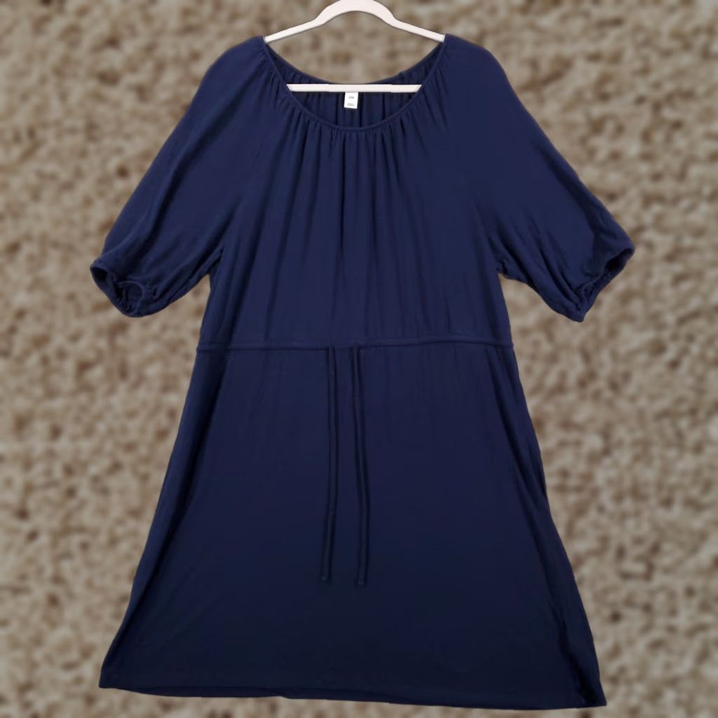 Old Navy Old Navy Womens Dress Blue Knit Midi Swing Shift L Size L / US 10 / IT 46 - 1 Thumbnail