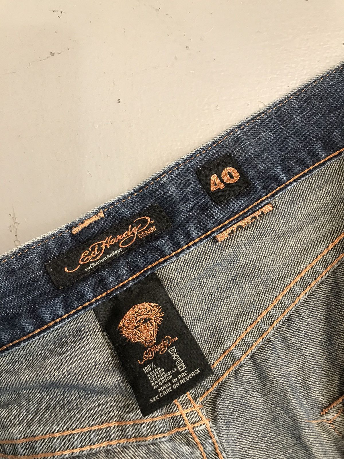 Ed Hardy × Vintage Vintage Ed hardy crazy skull embroidered denim Size US 40 / EU 56 - 6 Thumbnail