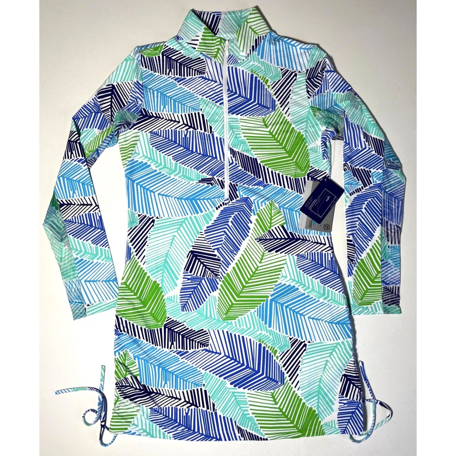 Vintage NWT Ibkul Drawstring Tunic Marley Navy/Green Womens Sports SB Size S Tunic Size ONE SIZE - 4 Thumbnail