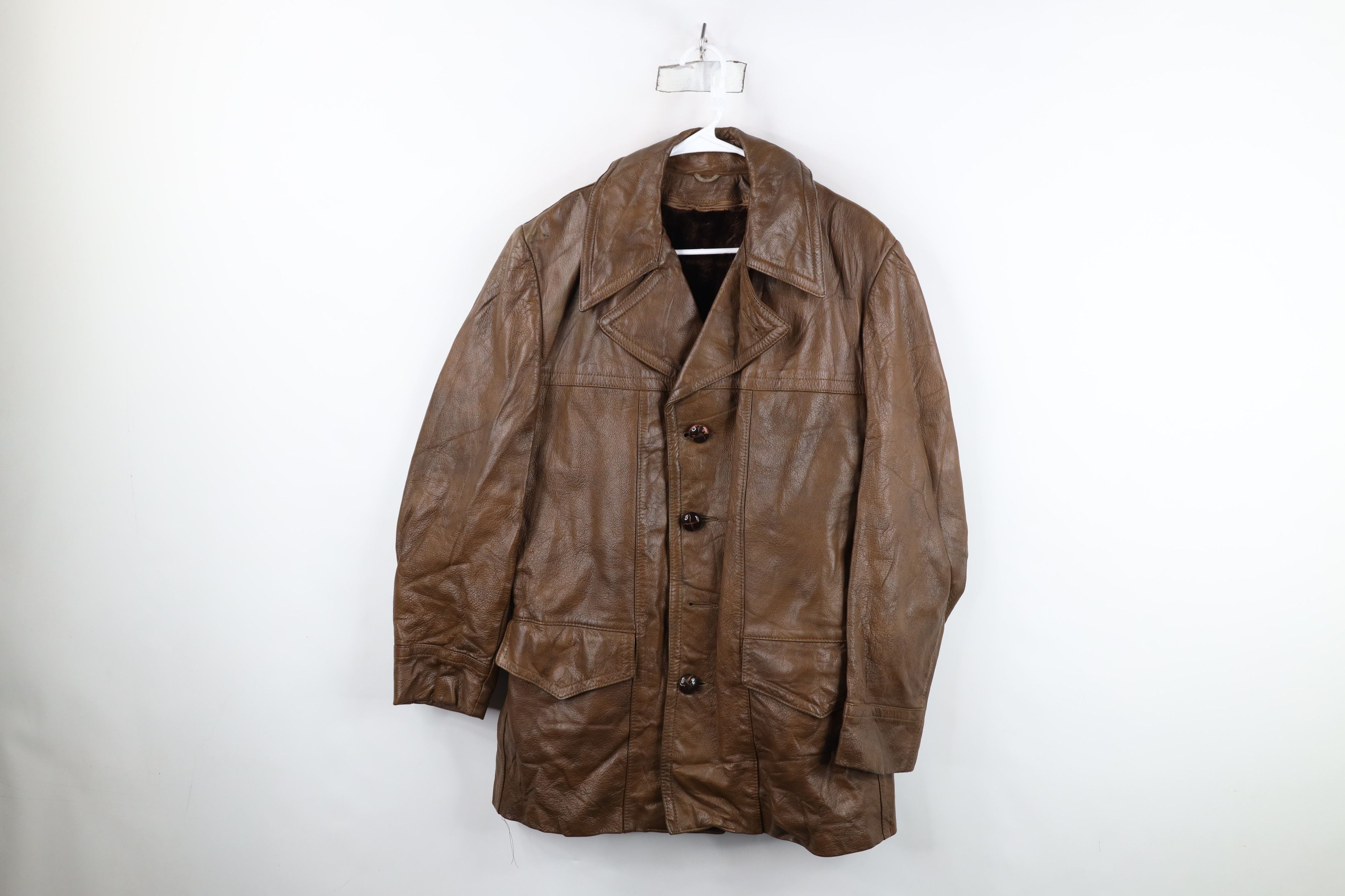 Vintage Vintage 60s Streetwear Leather Collared Rancher Jacket USA Size US L / EU 52-54 / 3 - 1 Thumbnail
