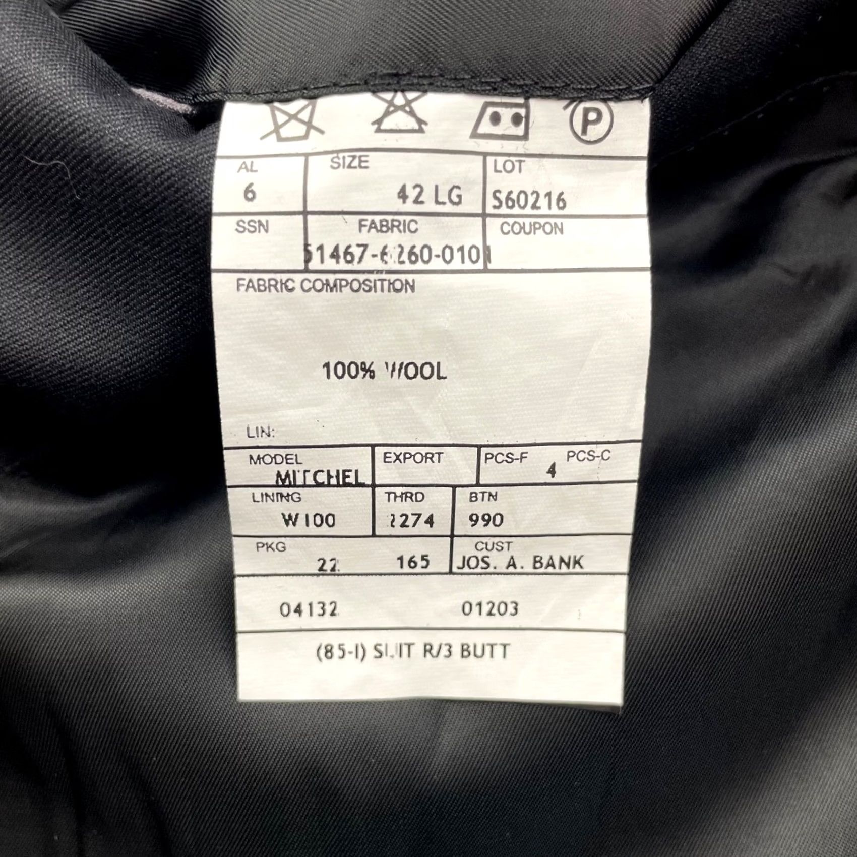 Jos. A. Bank Jos. A. Bank Men’s Blazer Jacket 100% Wool Black 42L Long 3-Button Notch Lapel Single-Vented Dry Clean Only MensN/A Size 42R - 6 Thumbnail