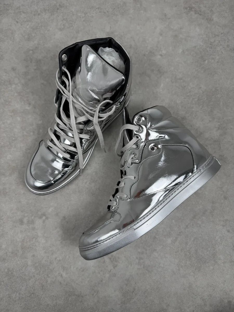 Balenciaga Balenciaga City Patent Grey Silver Mirror High Sneakers Size US 7.5 / EU 40-41 - 3 Thumbnail