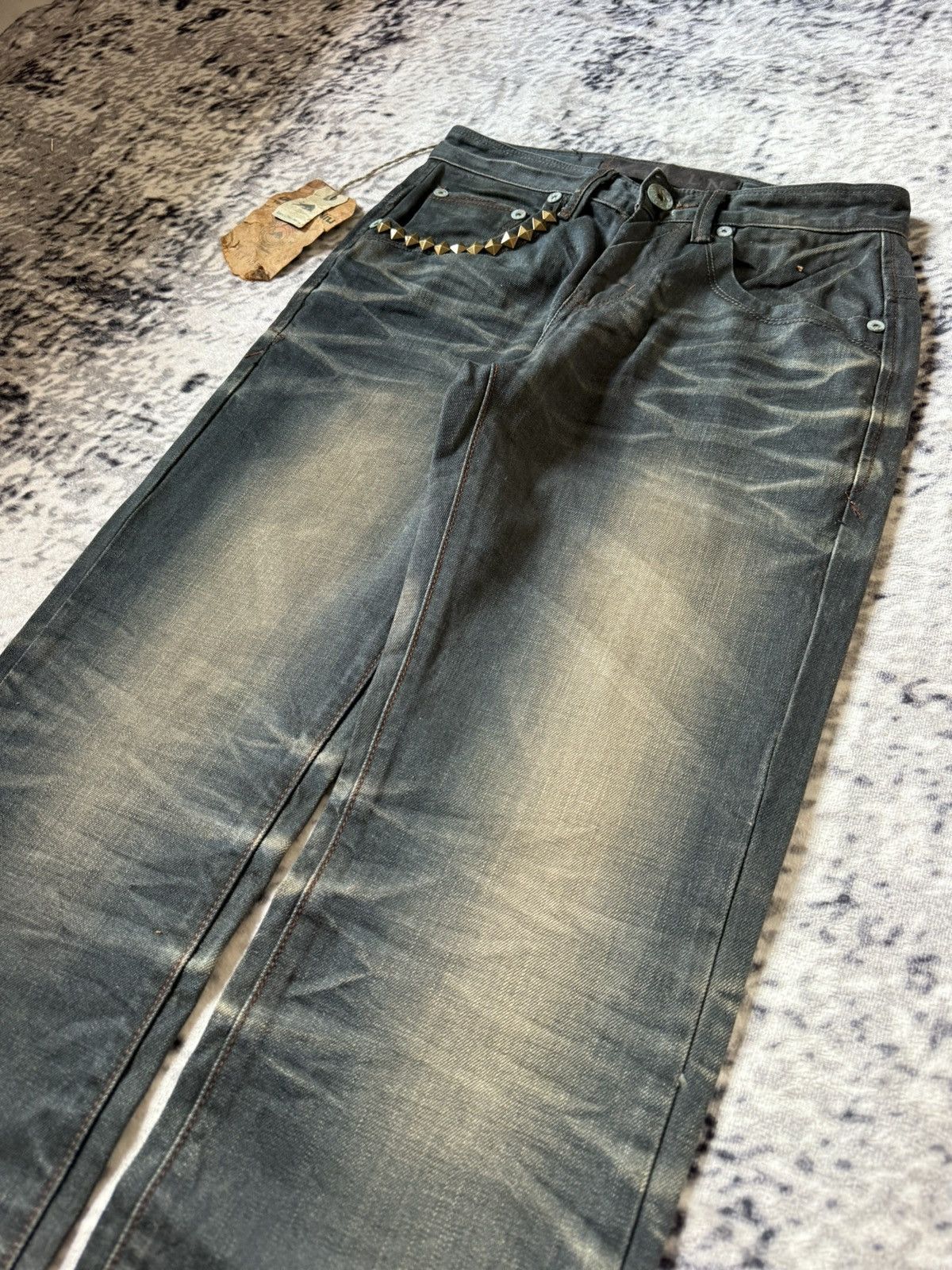 GOSTAR DE FUGA Fuga Style D.L.N Japan Mud Black Wash Studded Jeans Size US 28 / EU 44 - 6 Thumbnail