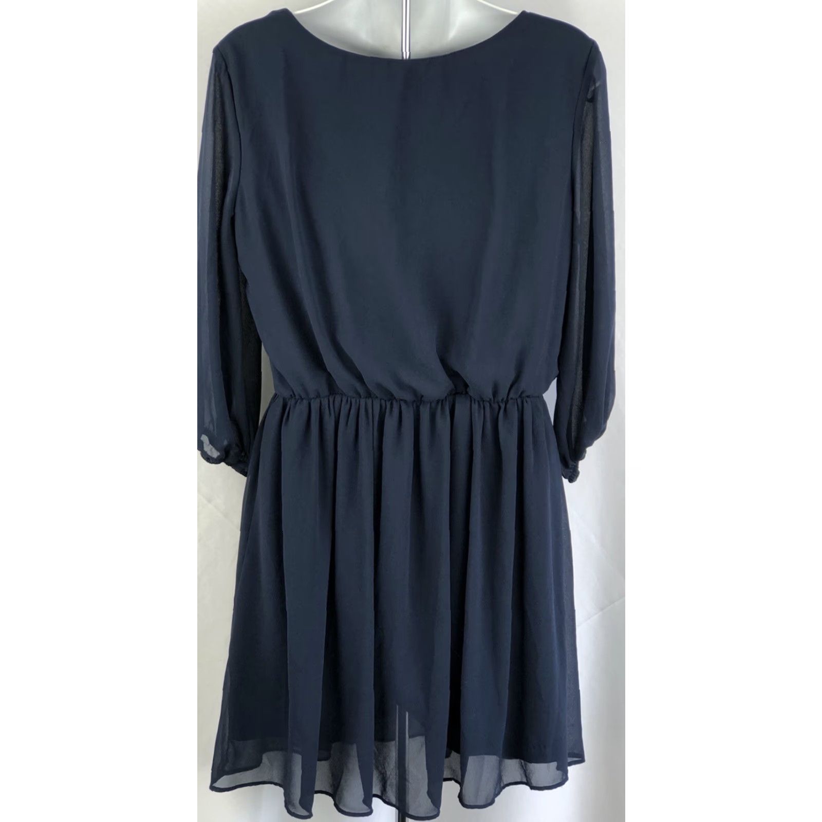Vintage VINTAGE By & By Blouson Dress Shirt Women M Blue Chiffon 90s Bohemian Fairy Y2K Career Size M / US 6-8 / IT 42-44 - 3 Thumbnail