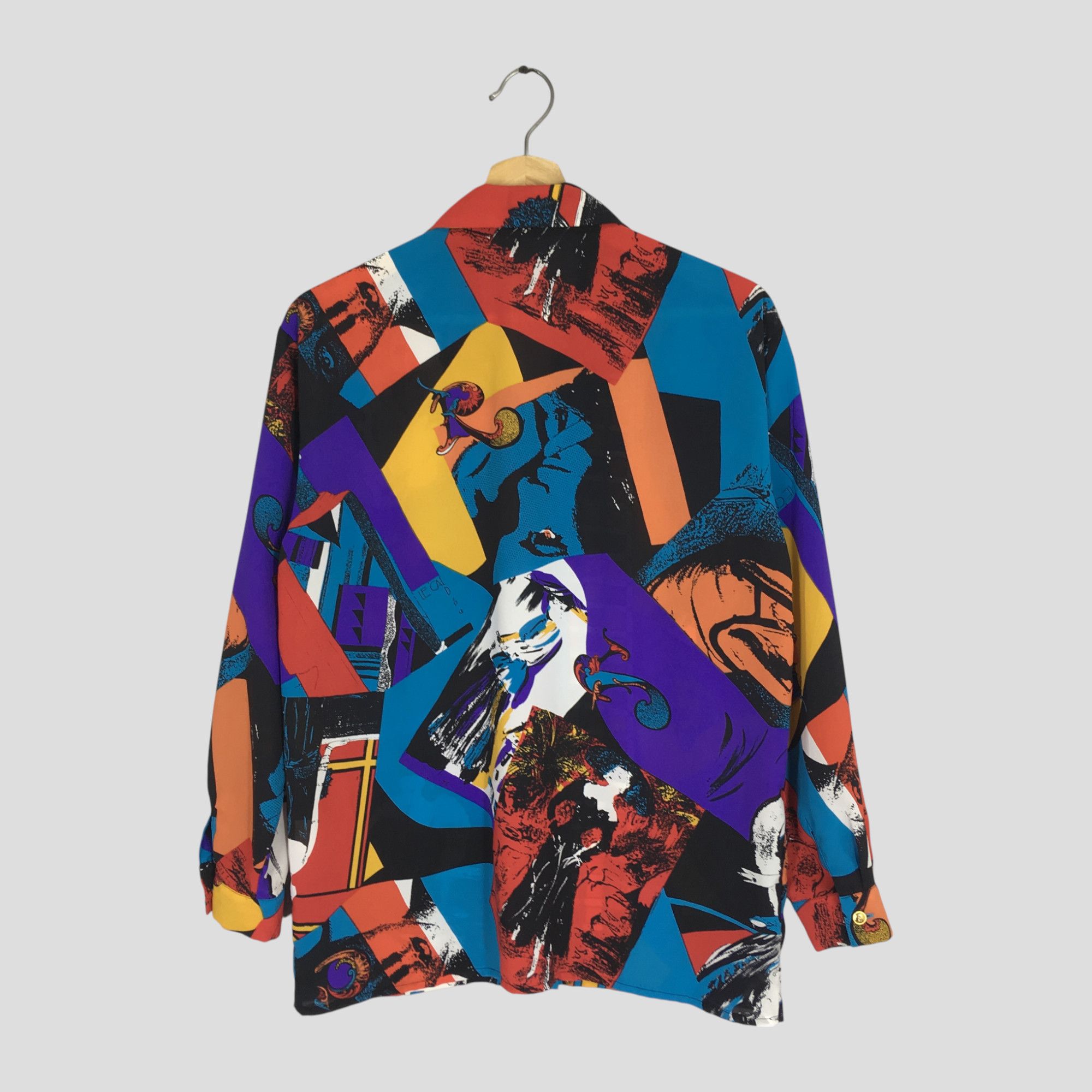 Vintage Novelty Baroque Polyester Shirt Multicolor Pop Art
