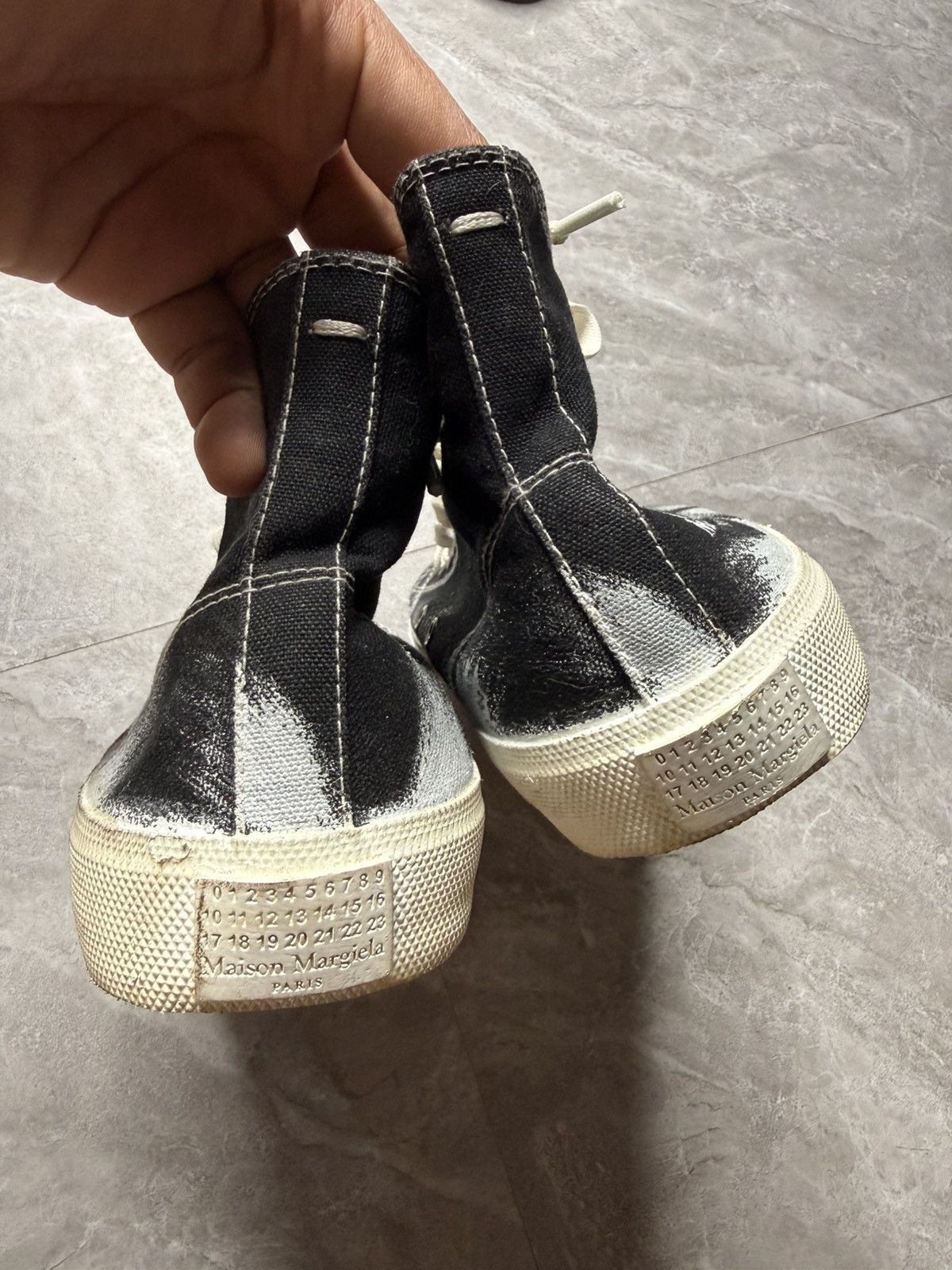 Maison Margiela Maison Margiela S/S 20 Painted Canvas High Top Tabi Sneakers Size US 7 / EU 40 - 5 Thumbnail