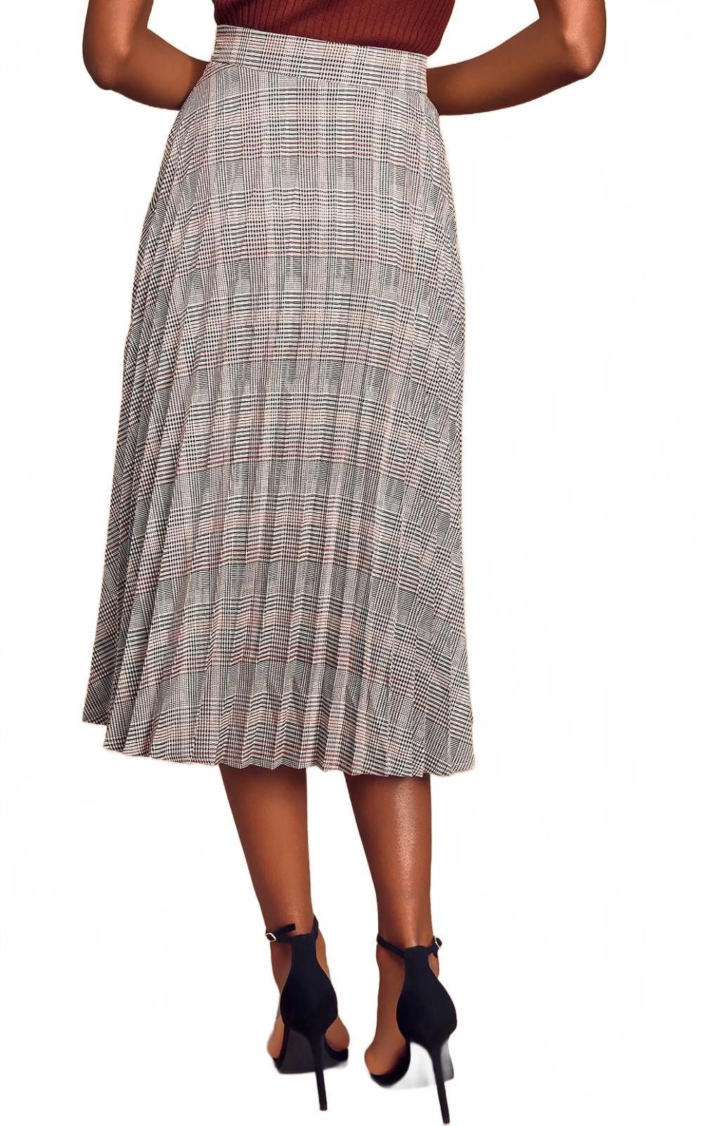 Lulus LULUS Multi Plaid Pleated Mid Skirt (SMALL) Size 28" / US 6 / IT 42 - 4 Thumbnail