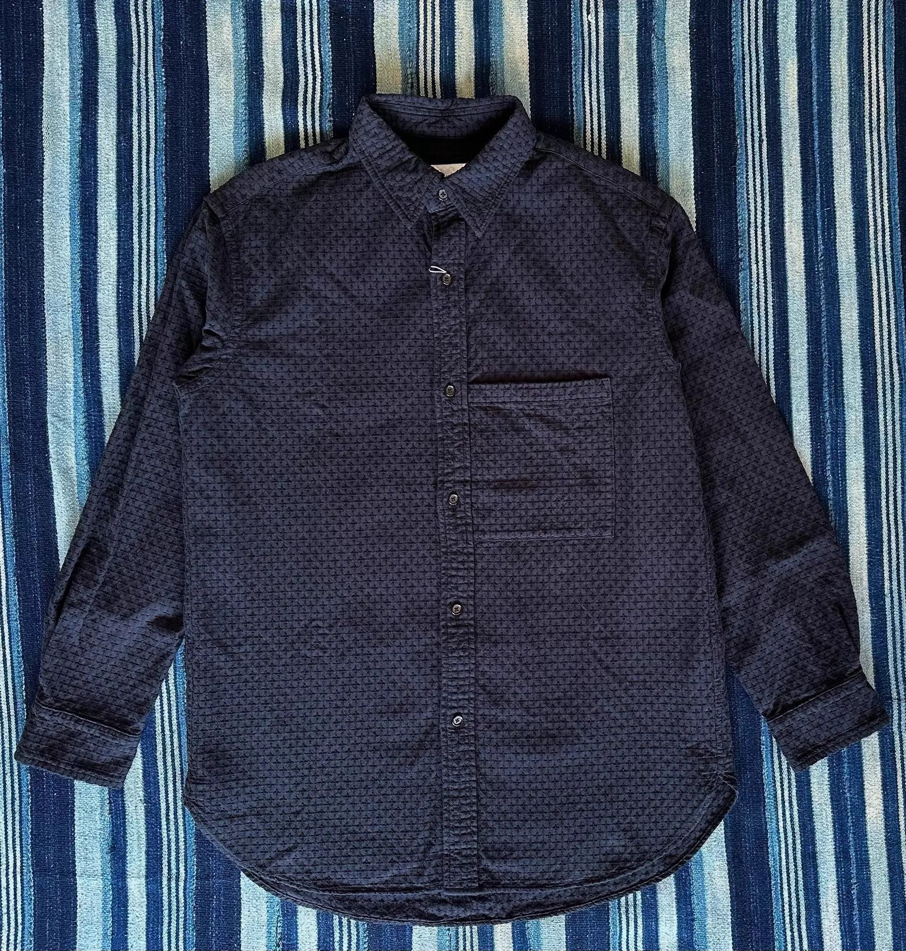 KUON Blue Textured Button-Up Shirt Size S Size US S / EU 44-46 / 1 - 1 Thumbnail