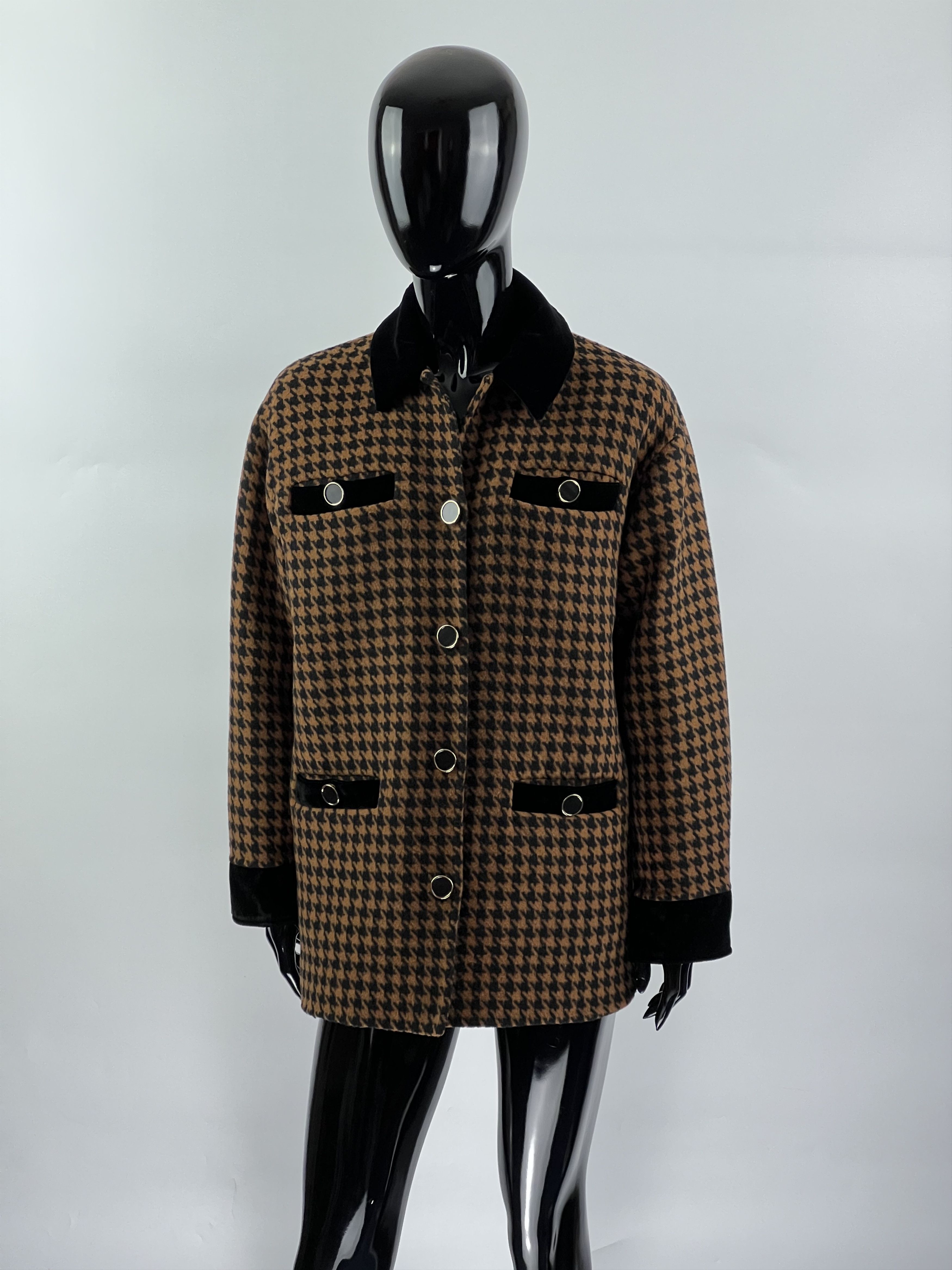 Sandro Women's Brown Black Wool Jacket Size 36