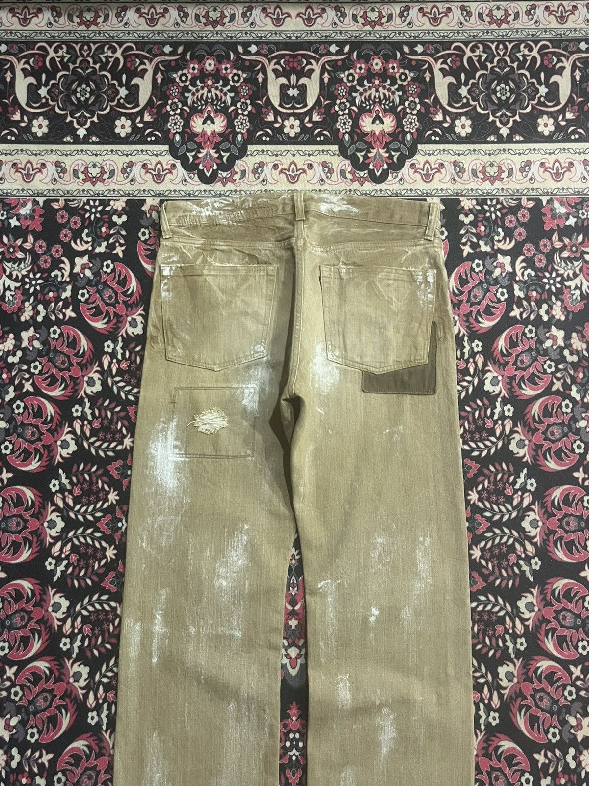 Kapital Eternal Bitchu Kurasaki Brown Paint Splattered Patches Jeans Size US 32 / EU 48 - 8 Thumbnail