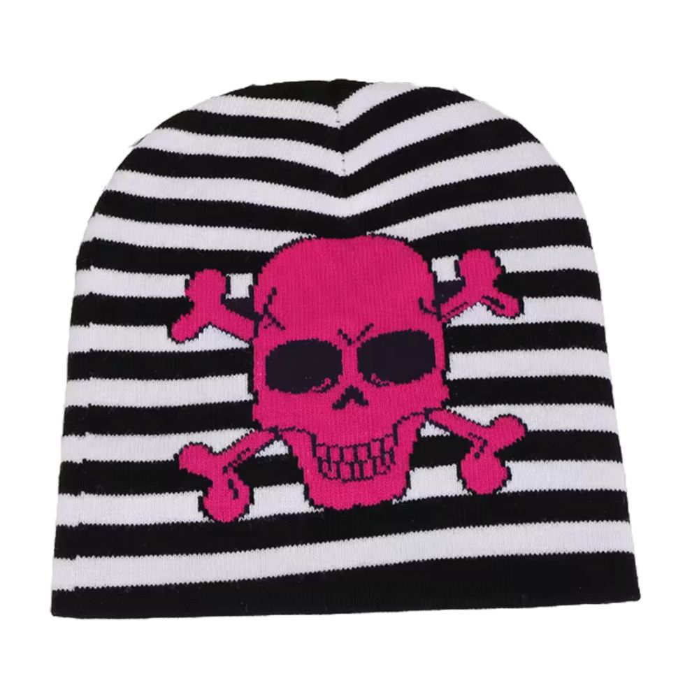 Japanese Brand Striped Skull Beanie Size ONE SIZE - 1 Thumbnail