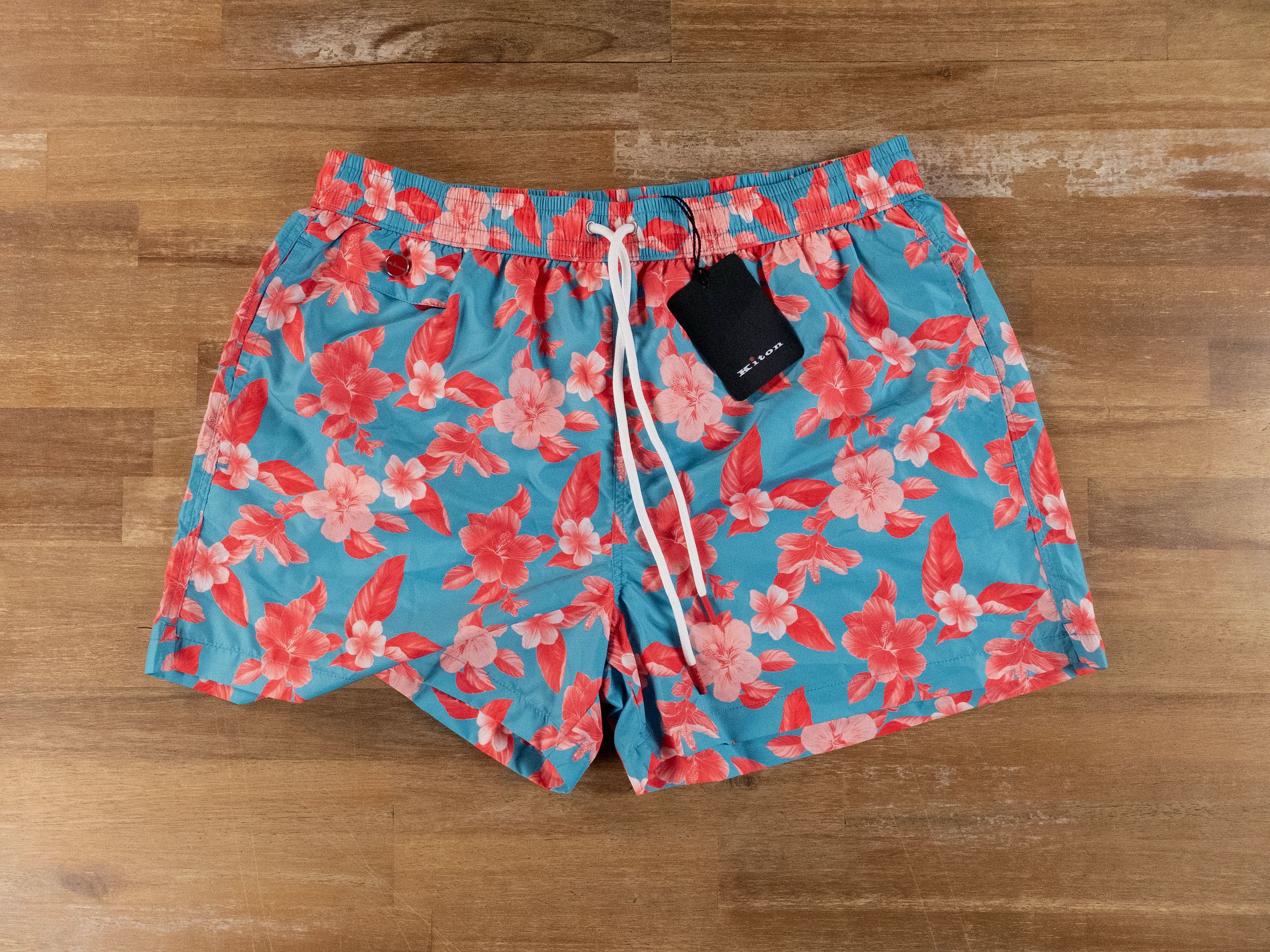 Kiton KITON Napoli blue pink floral print nylon swim shorts Large Size US 34 / EU 50 - 1 Thumbnail